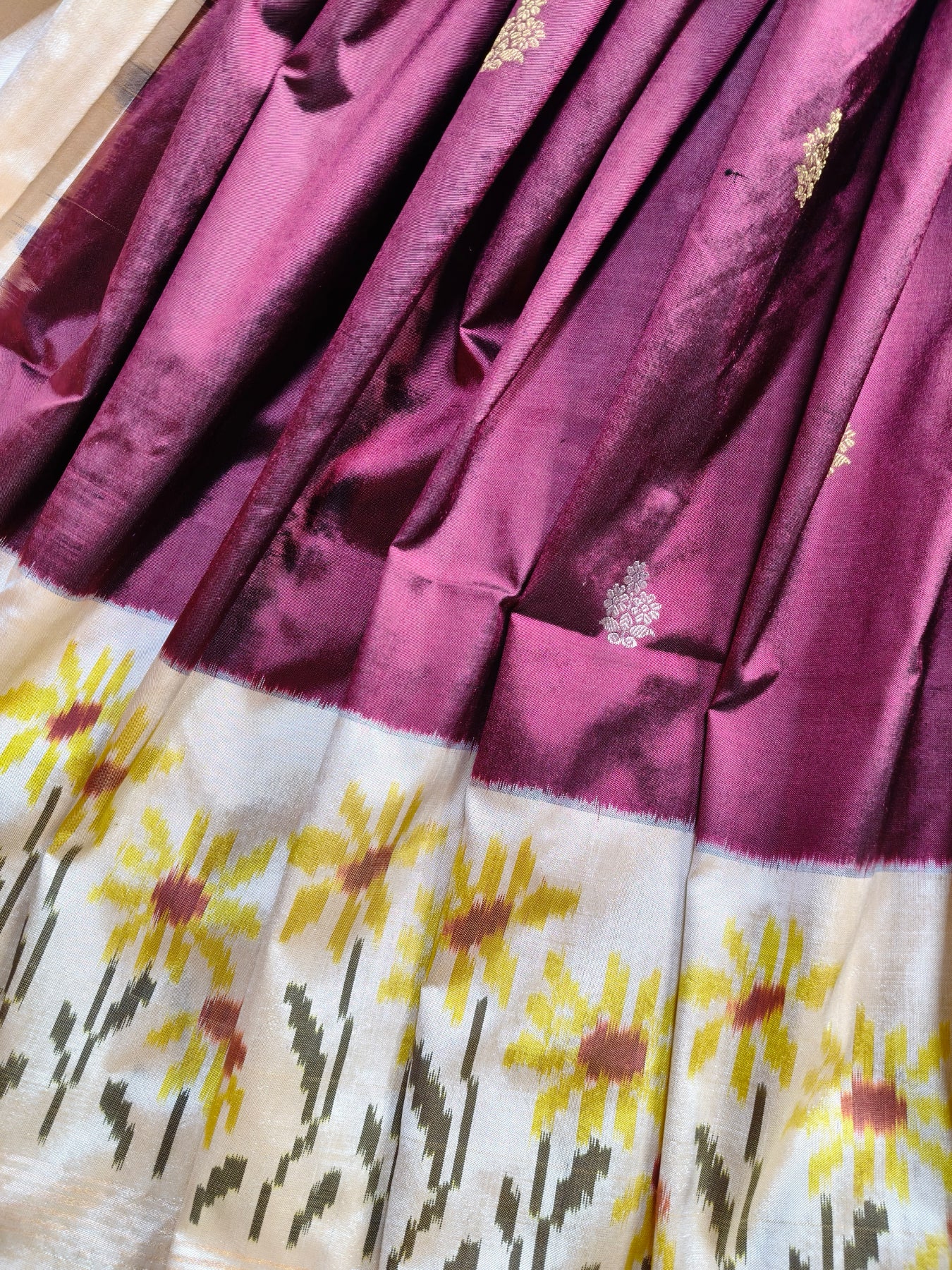 WINE SILK PURE HANDLOOM IKKAT SAREE