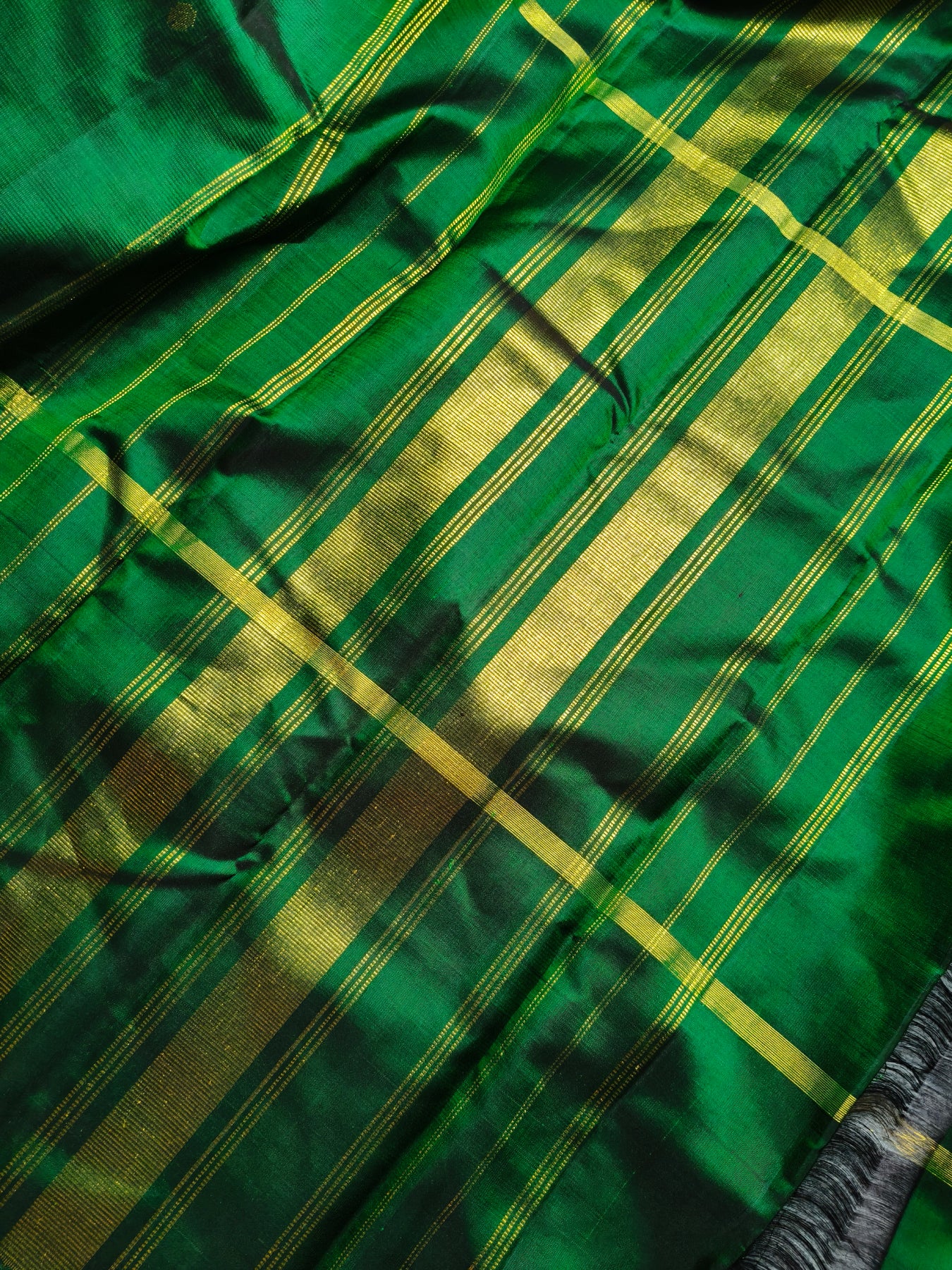PARROT GREEN DARK GREEN TWO TONE PINK SILK PURE HANDLOOM KANJIVARAM MUBBAGAM SAREE