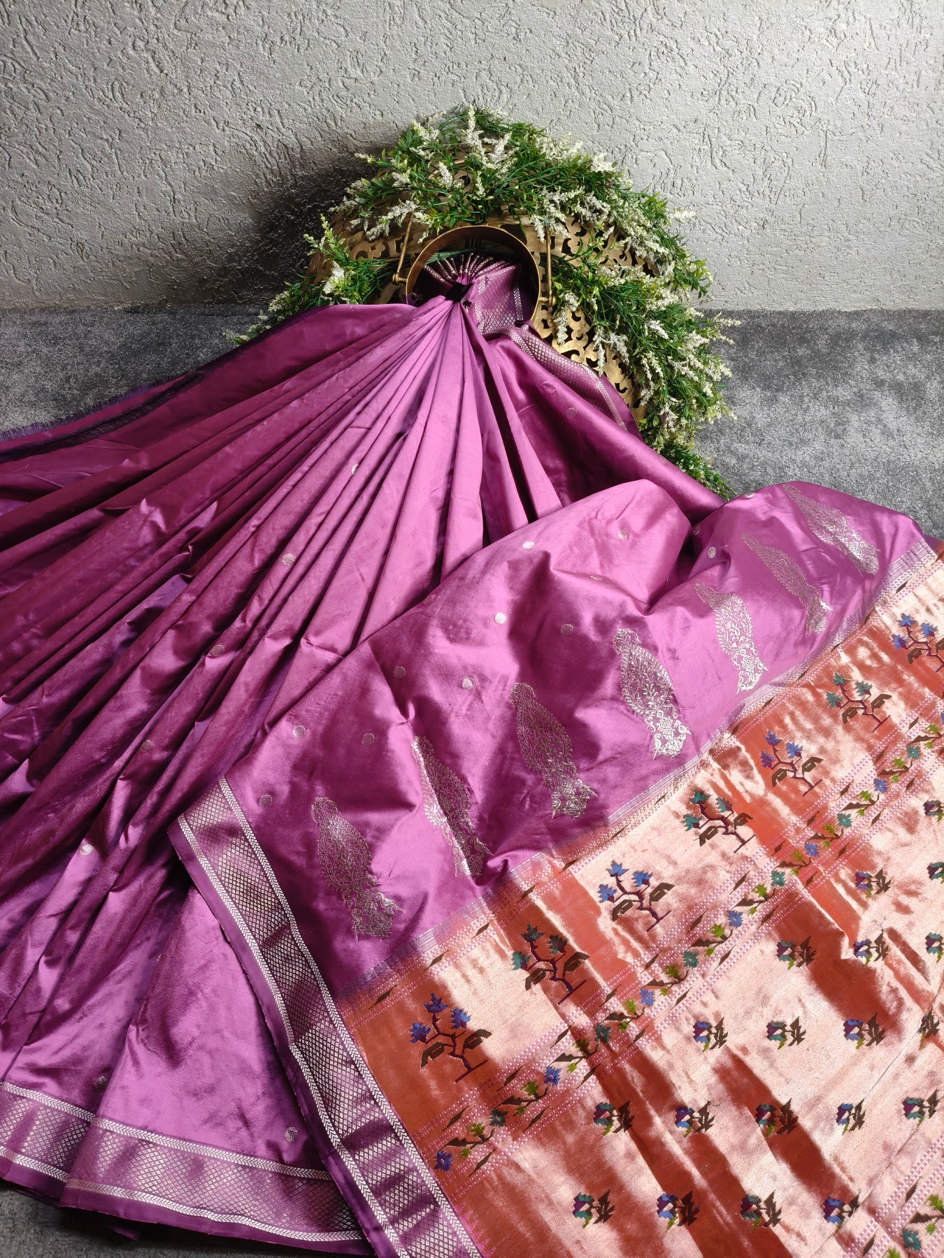 PLUM SILK PURE HANDLOOM PAITHANI SAREE