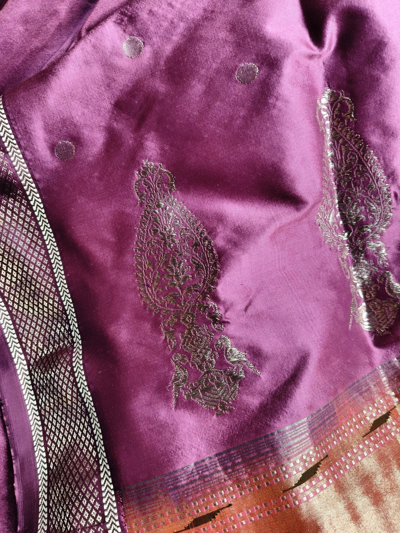 PLUM SILK PURE HANDLOOM PAITHANI SAREE