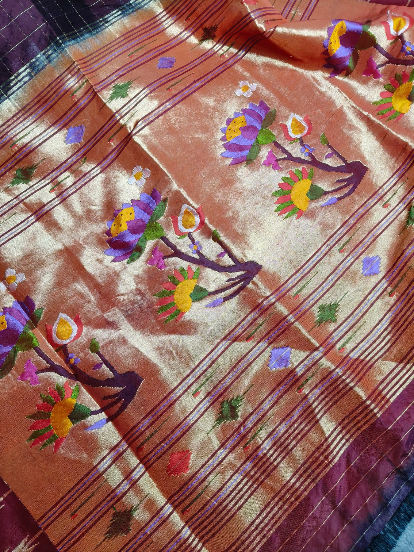 WINE SILK PURE HANDLOOM PAITHANI SAREE