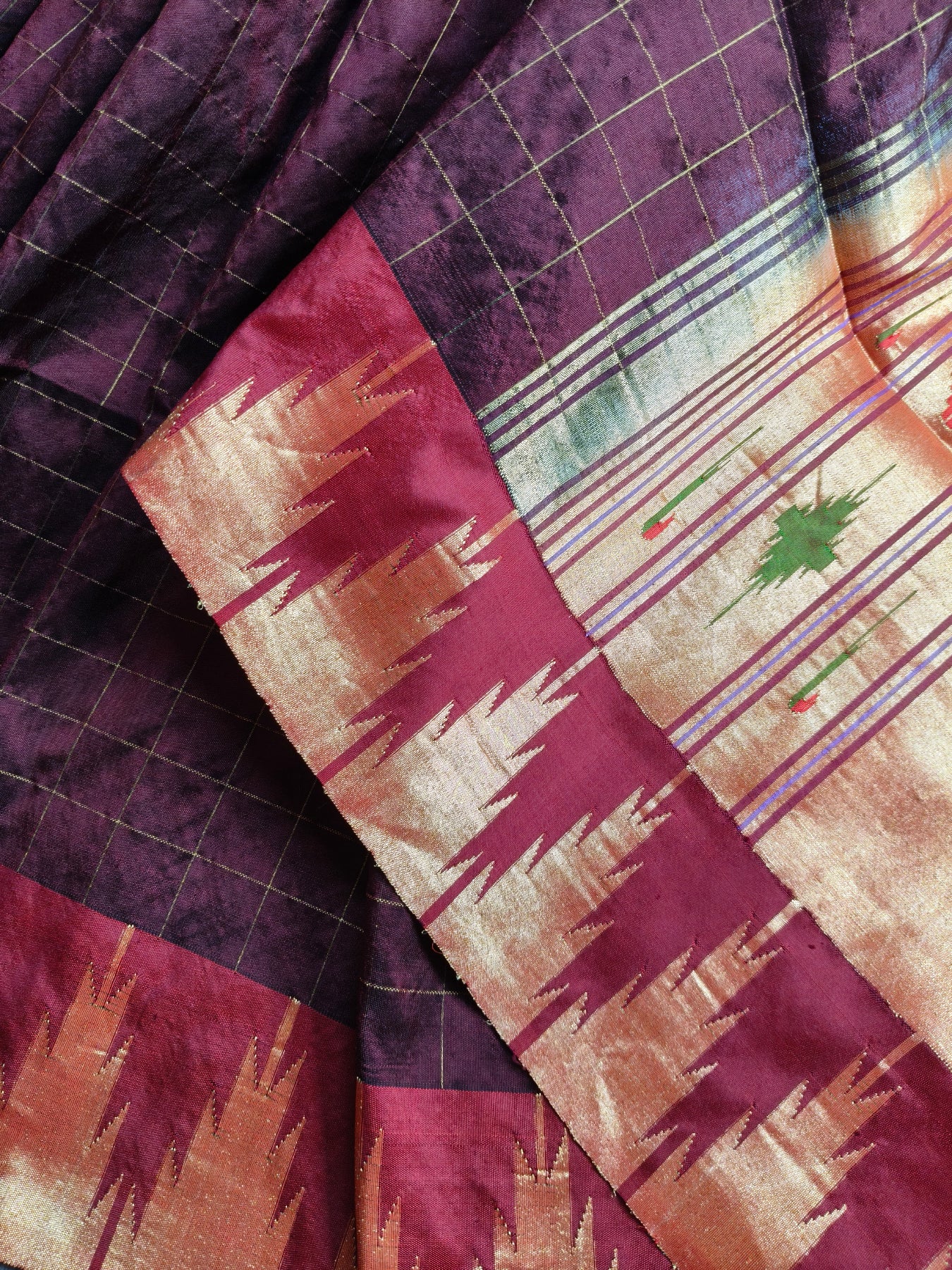WINE SILK PURE HANDLOOM PAITHANI SAREE