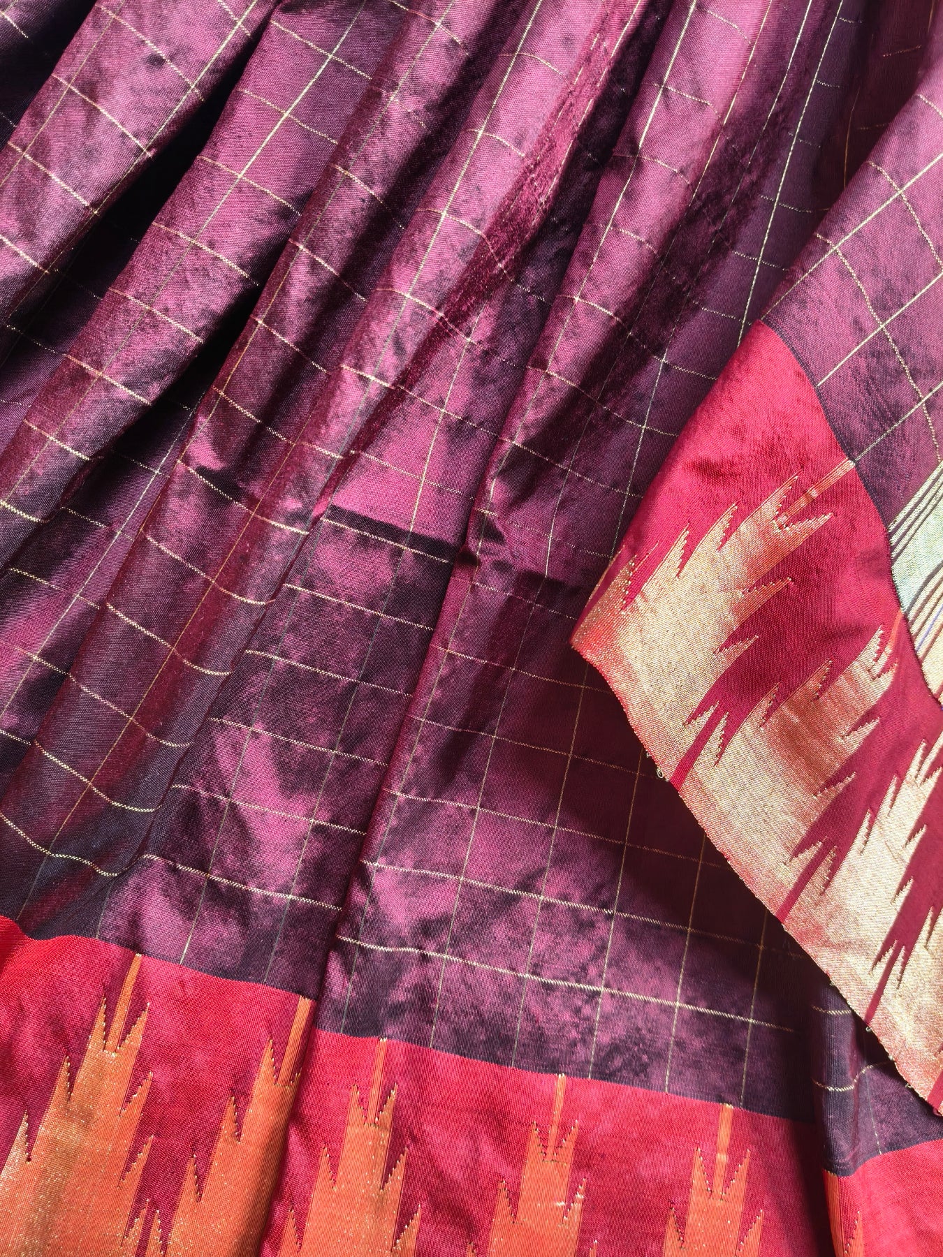 WINE SILK PURE HANDLOOM PAITHANI SAREE