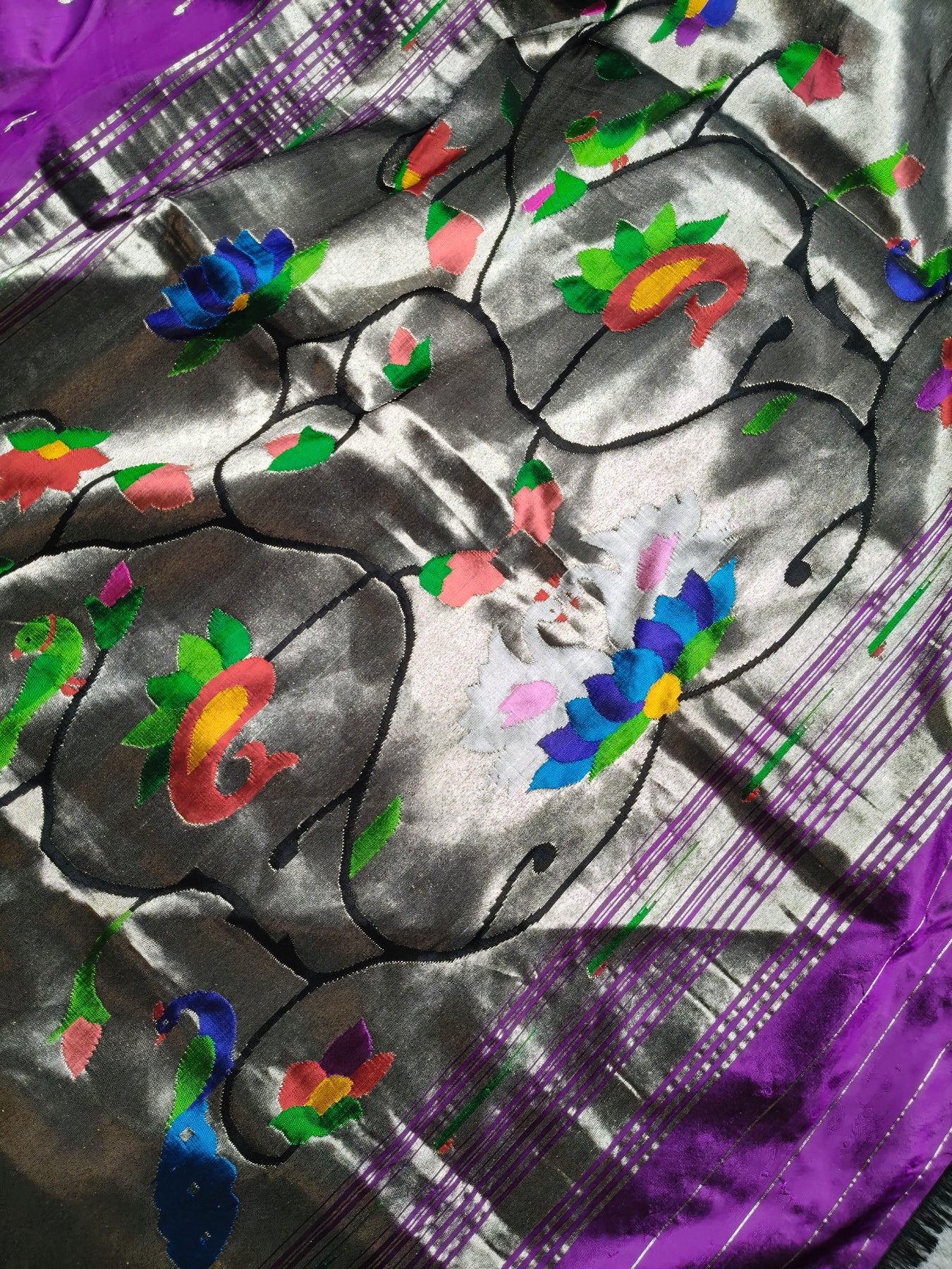 PURPLE SILK PURE HANDLOOM PAITHANI SAREE