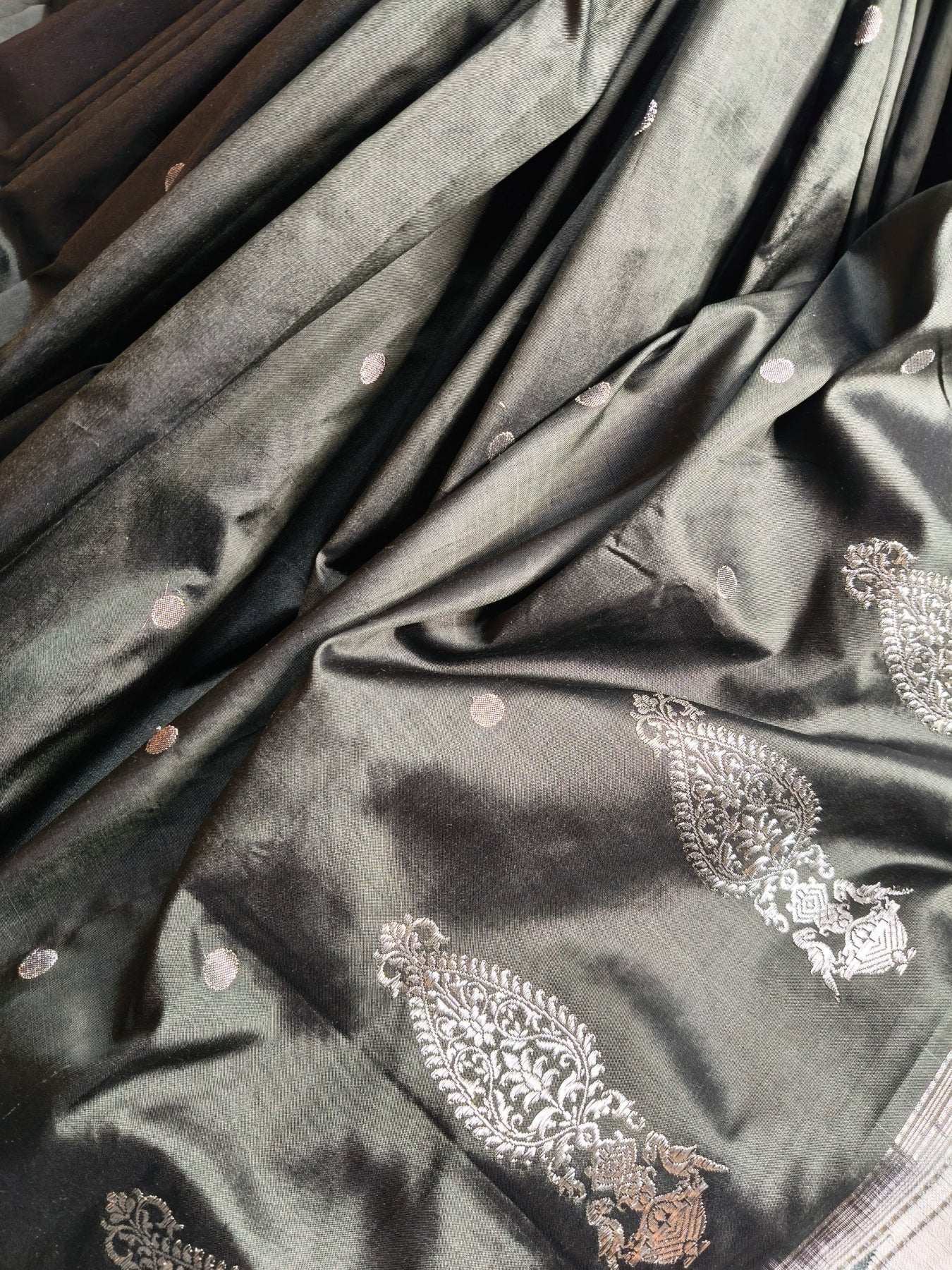GREY GREEN SILK PURE HANDLOOM PAITHANI SAREE
