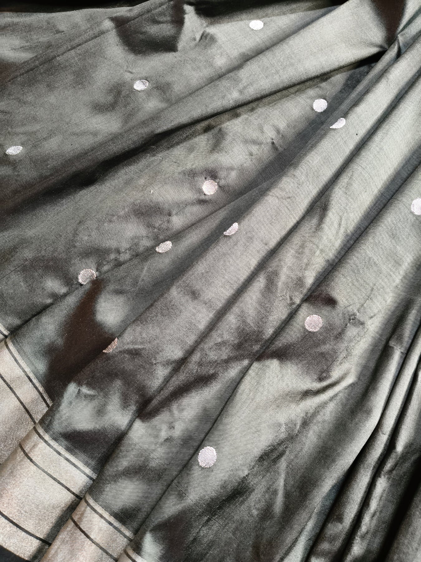 GREY GREEN SILK PURE HANDLOOM PAITHANI SAREE