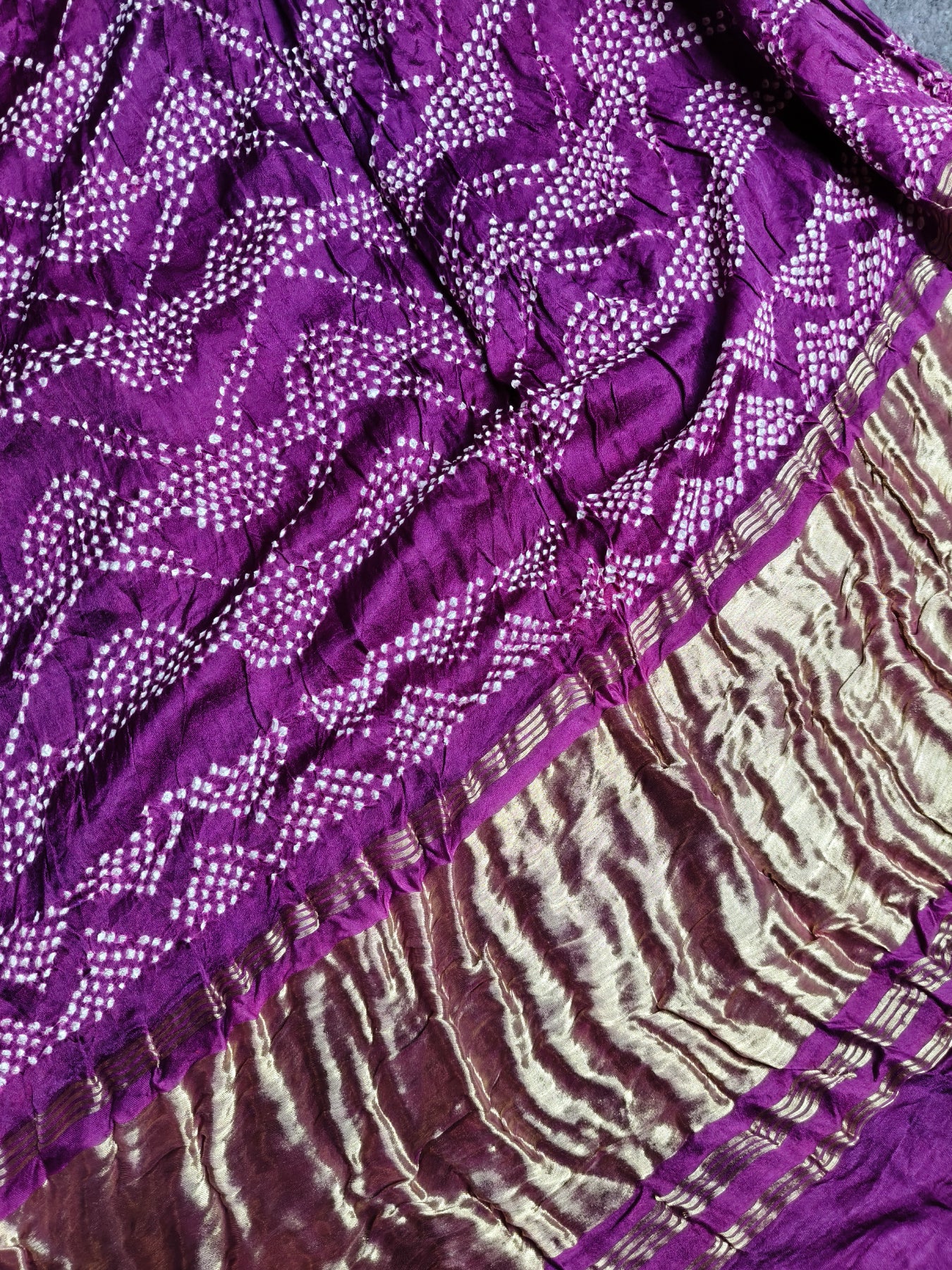 PINK PURPLE GAJJI SILK PURE HANDLOOM BANDHEJ SAREE