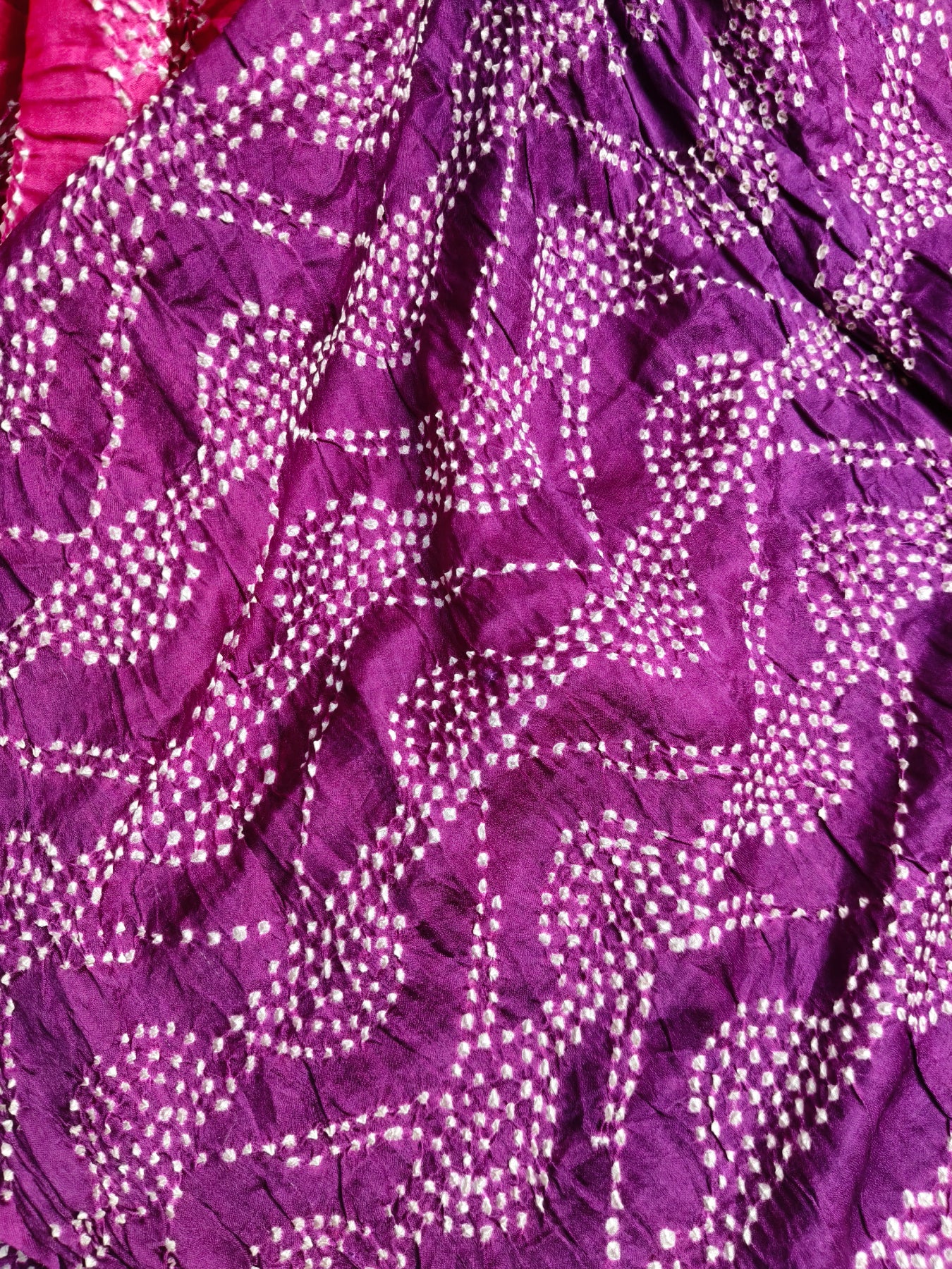 PINK PURPLE GAJJI SILK PURE HANDLOOM BANDHEJ SAREE