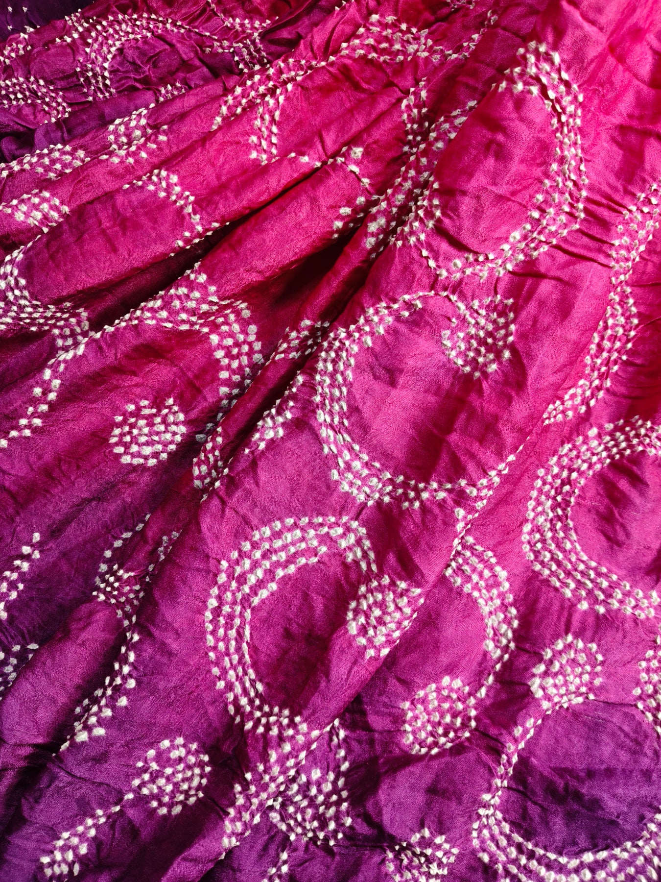 PINK PURPLE GAJJI SILK PURE HANDLOOM BANDHEJ SAREE