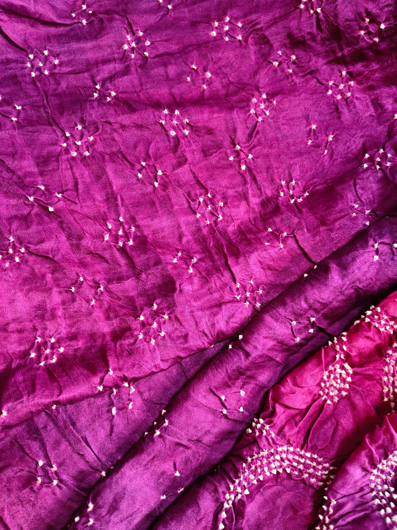 PINK PURPLE GAJJI SILK PURE HANDLOOM BANDHEJ SAREE