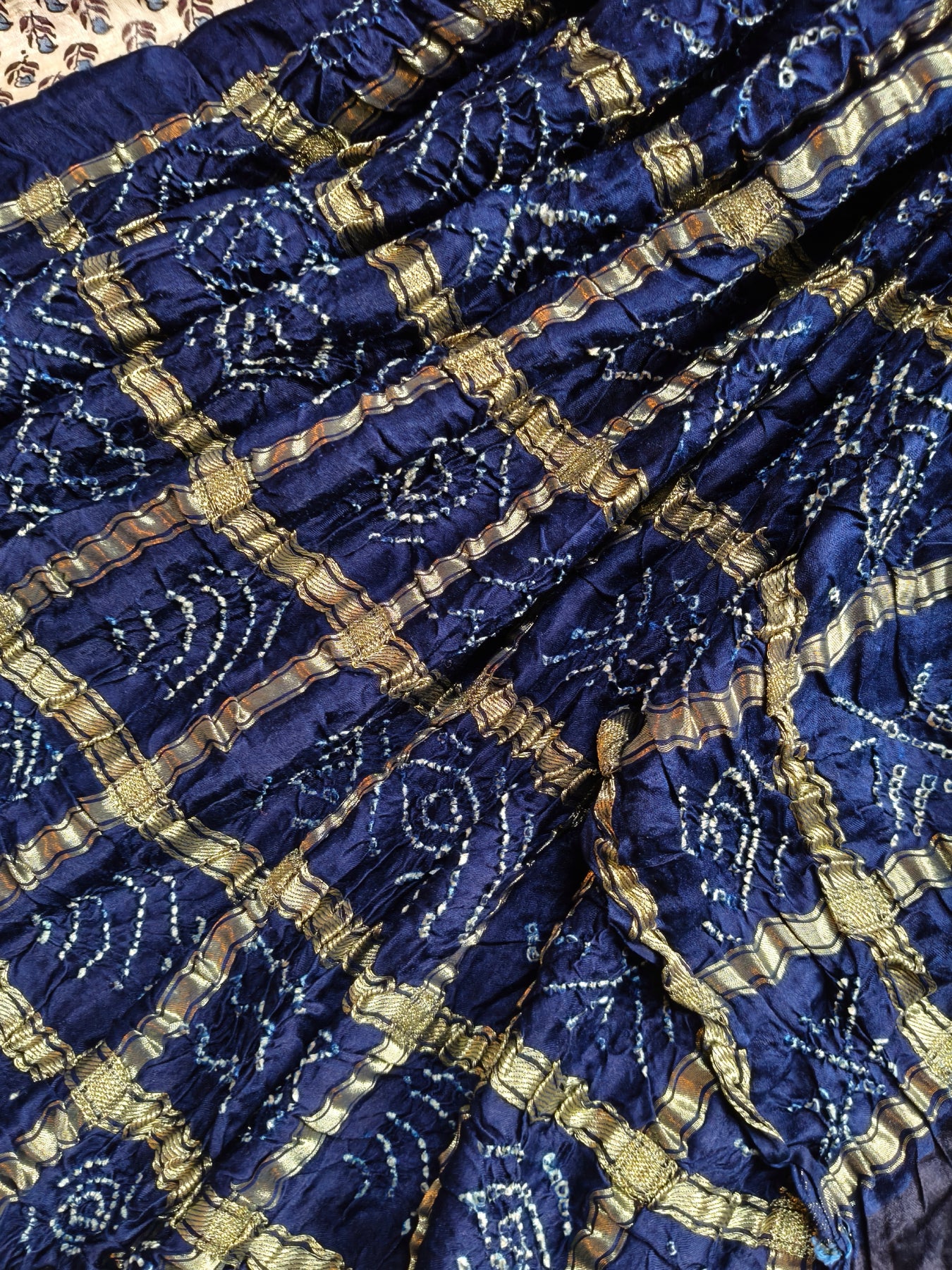 MIDNIGHT BLUE GAJJI SILK PURE HANDLOOM GHARCHOLA BANDHEJ SAREE