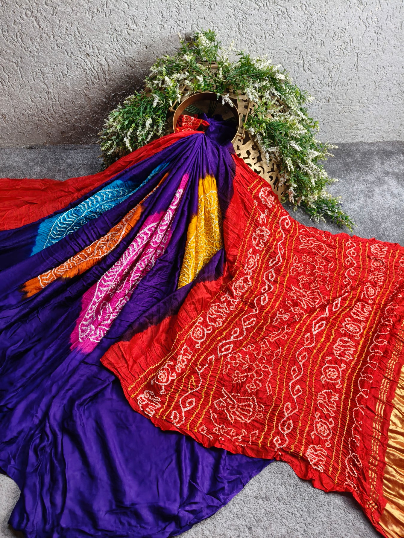PURPLE GAJJI SILK PURE HANDLOOM BANDHEJ SAREE