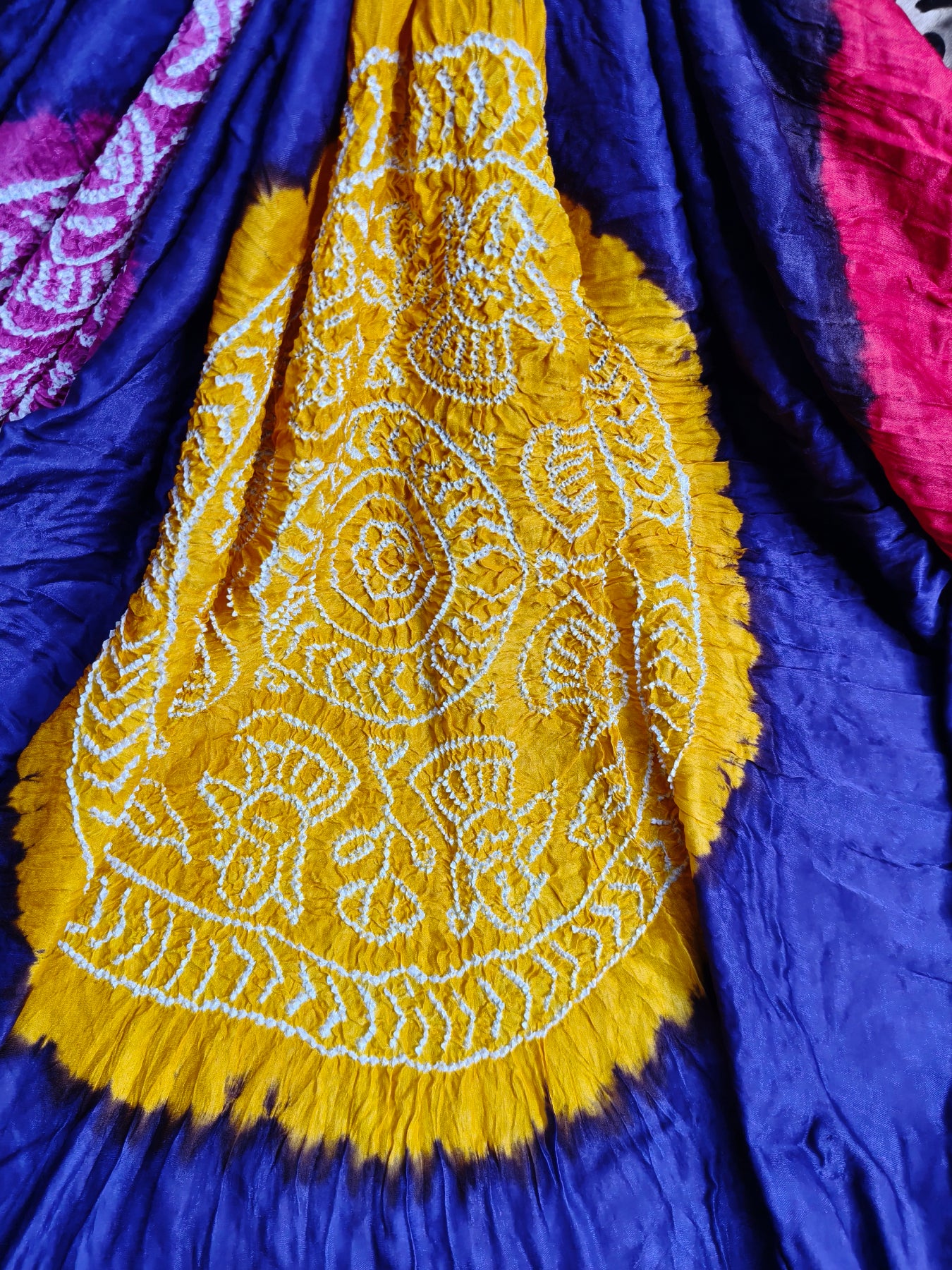 PURPLE GAJJI SILK PURE HANDLOOM BANDHEJ SAREE