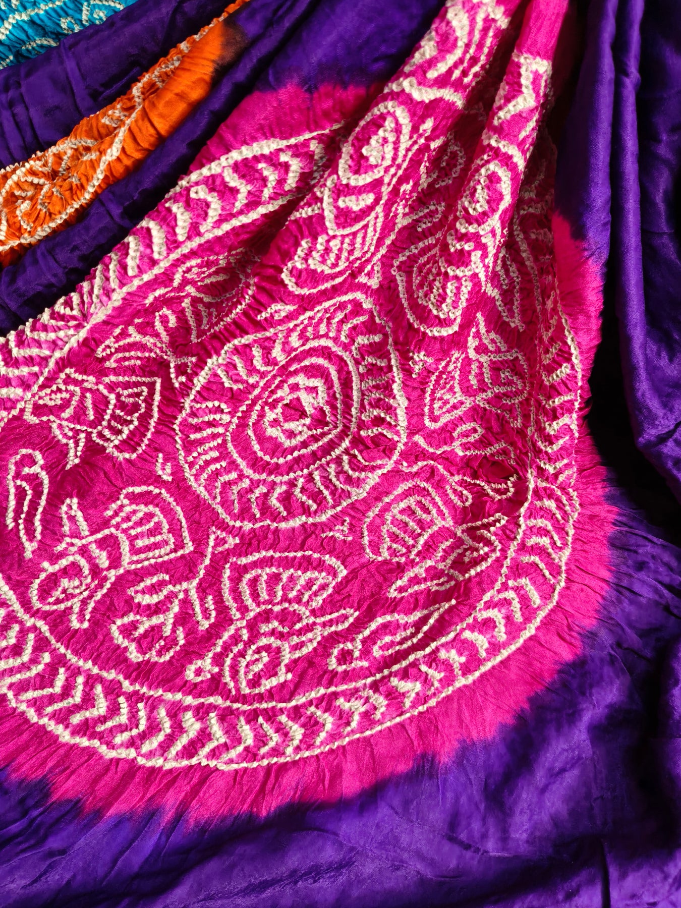 PURPLE GAJJI SILK PURE HANDLOOM BANDHEJ SAREE