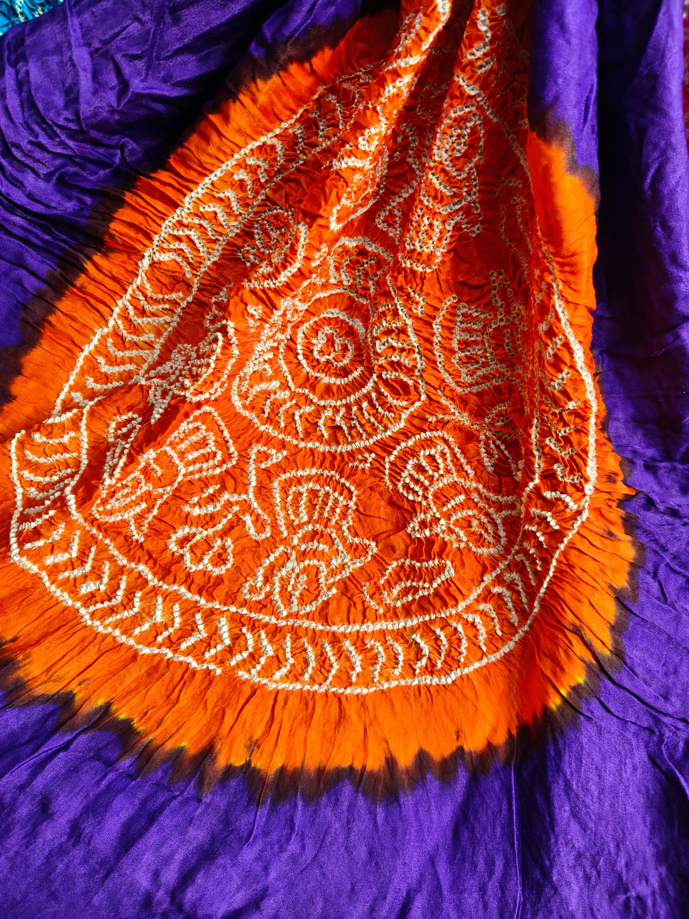 PURPLE GAJJI SILK PURE HANDLOOM BANDHEJ SAREE