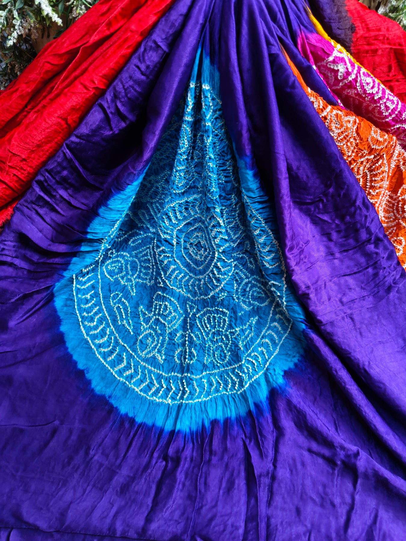 PURPLE GAJJI SILK PURE HANDLOOM BANDHEJ SAREE