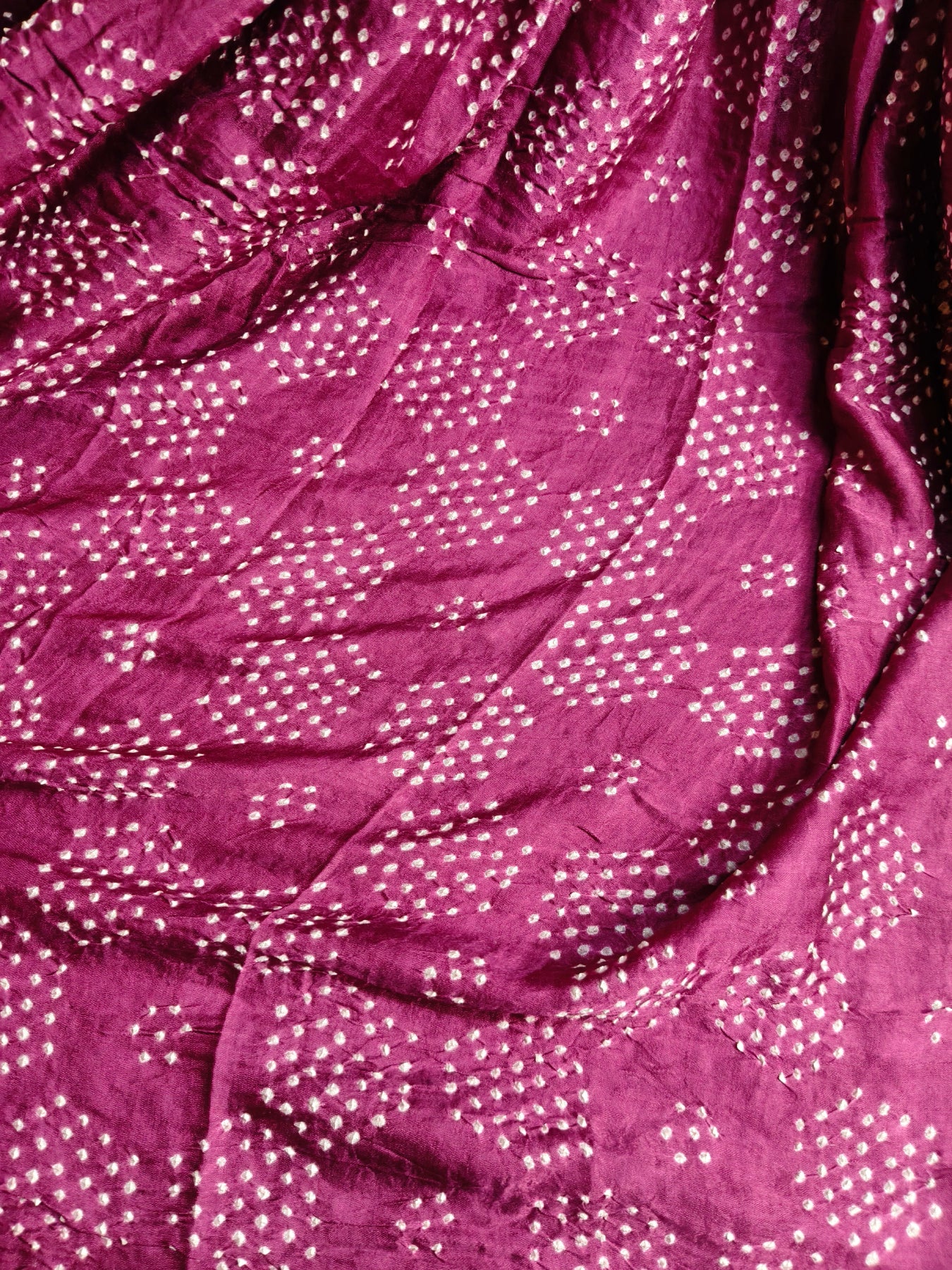 WINE GAJJI SILK PURE HANDLOOM BANDHEJ SAREE