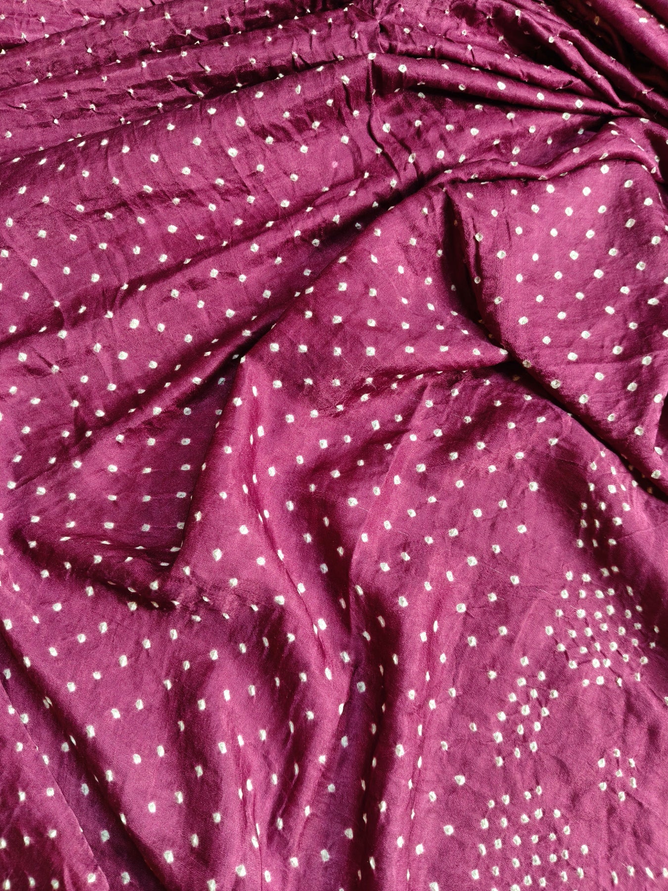 WINE GAJJI SILK PURE HANDLOOM BANDHEJ SAREE