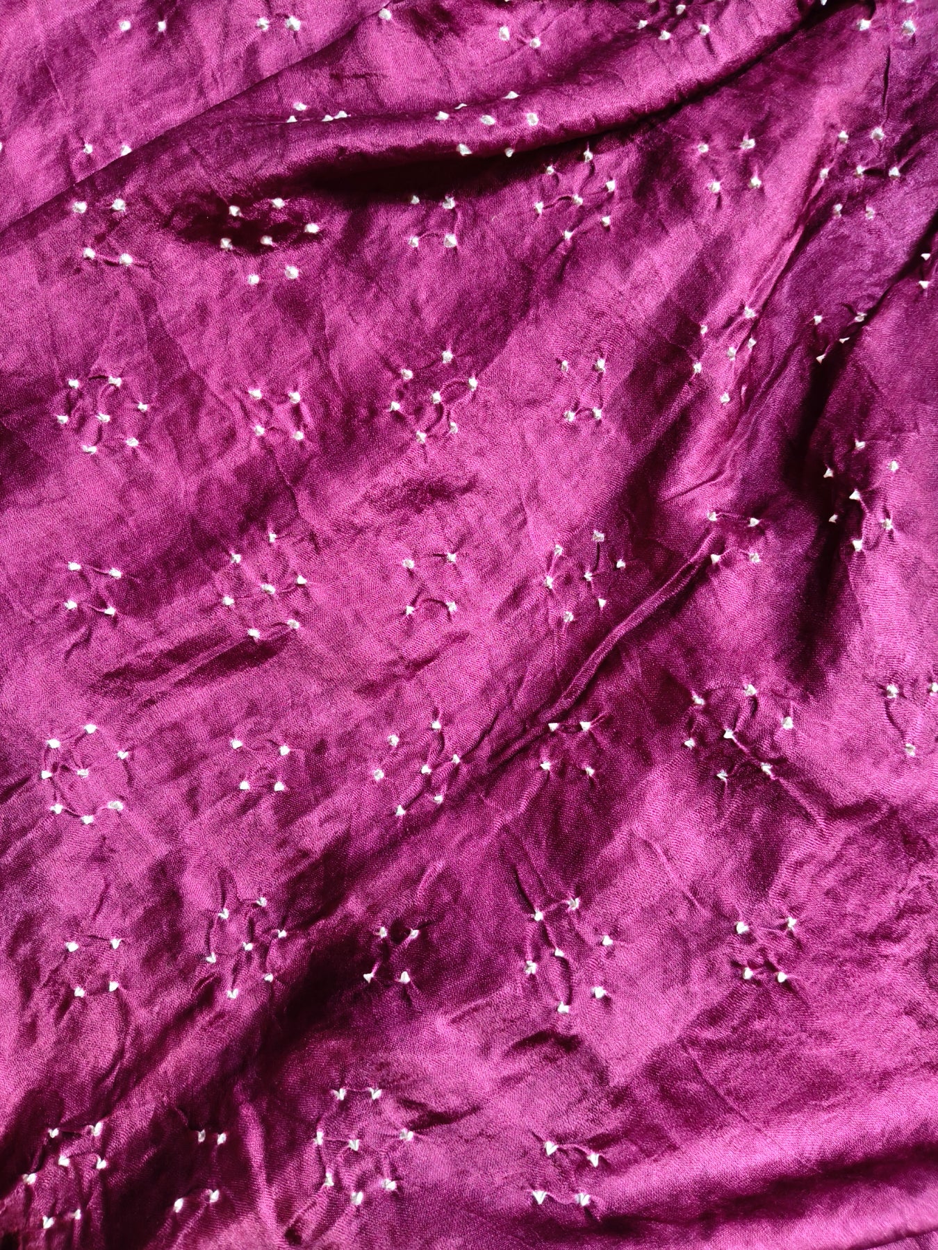 WINE GAJJI SILK PURE HANDLOOM BANDHEJ SAREE