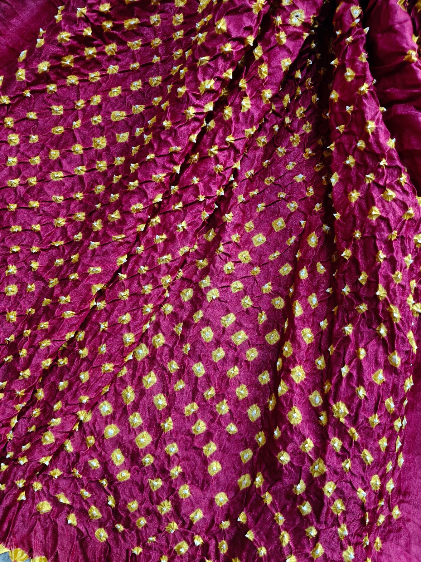 RED PINK GAJJI SILK PURE HANDLOOM BANDHEJ SAREE