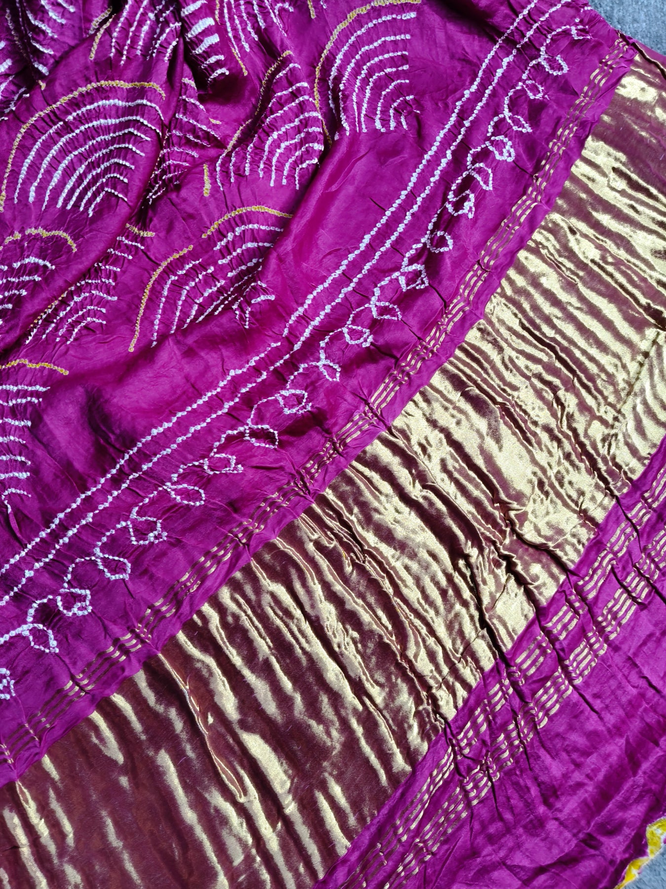 PINK GAJJI SILK PURE HANDLOOM BANDHEJ SAREE