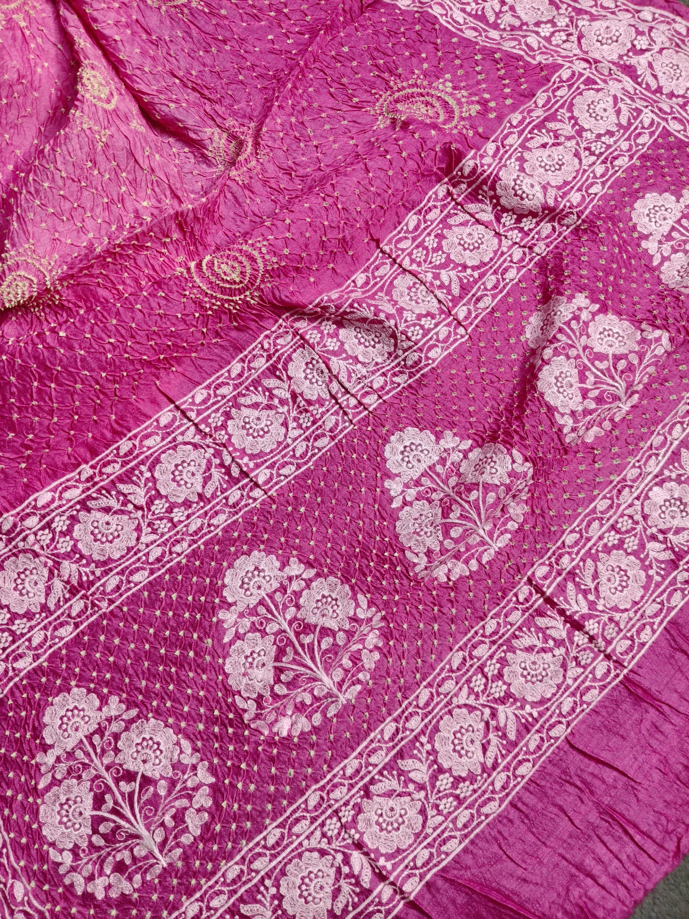 PINK SHADED TUSSAR PURE HANDLOOM BANDHEJ SAREE