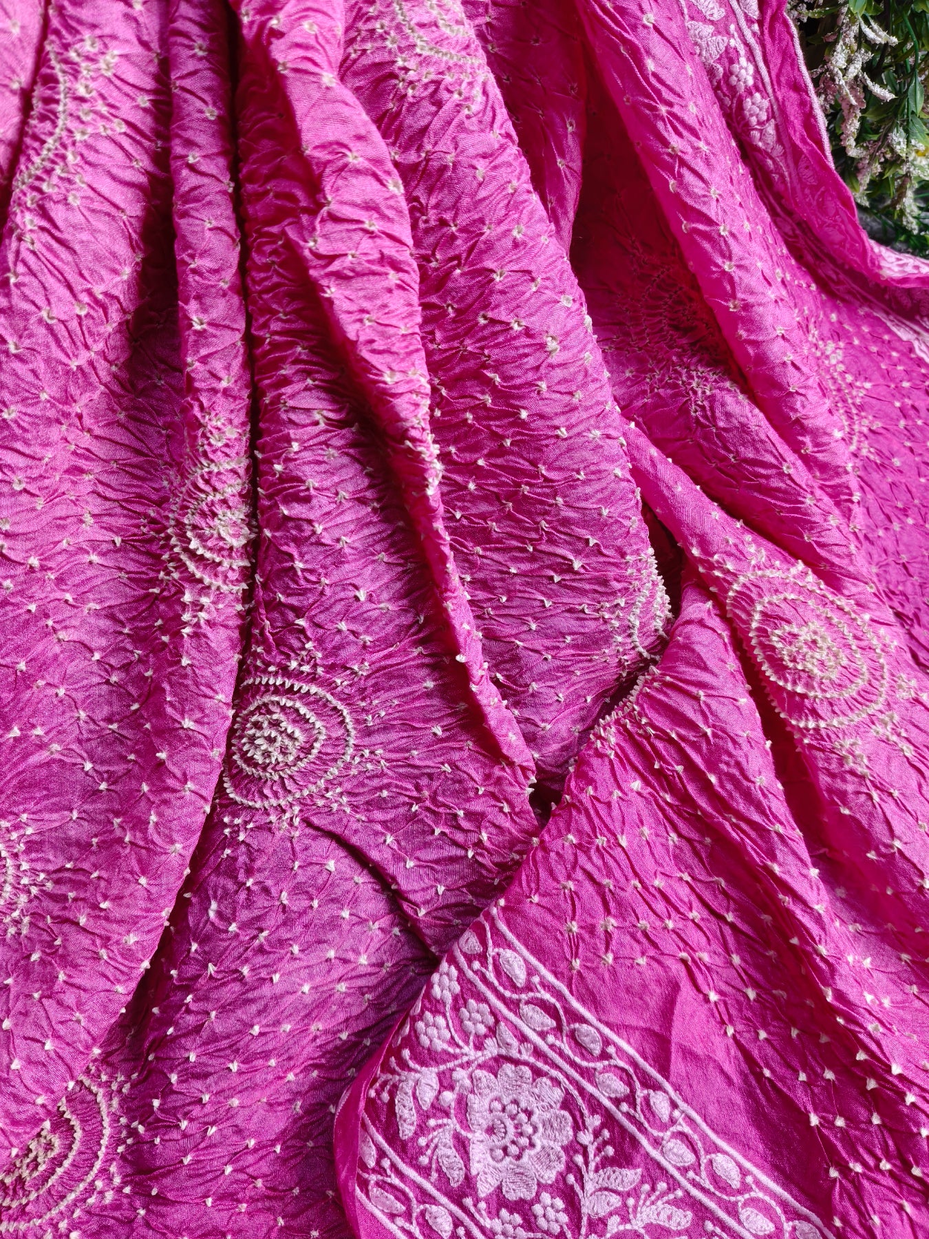 PINK SHADED TUSSAR PURE HANDLOOM BANDHEJ SAREE
