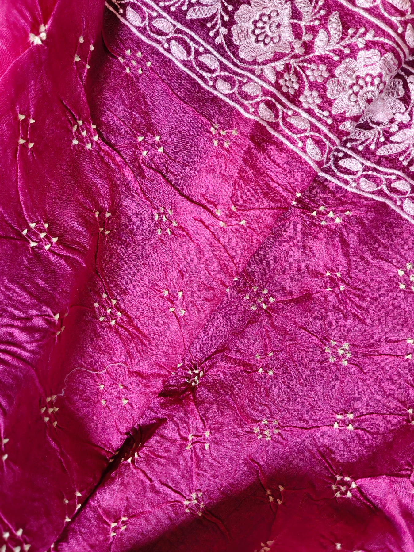 PINK SHADED TUSSAR PURE HANDLOOM BANDHEJ SAREE