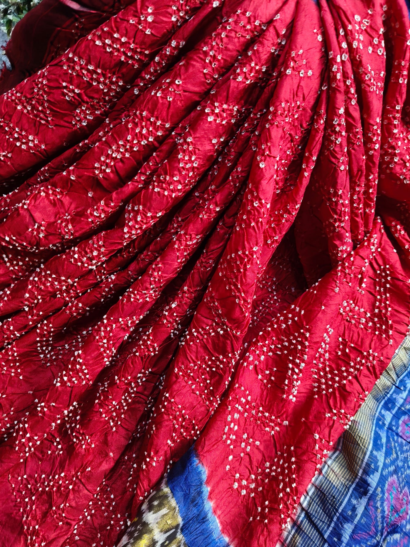 RED SILK PURE HANDLOOM BANDHEJ SAREE