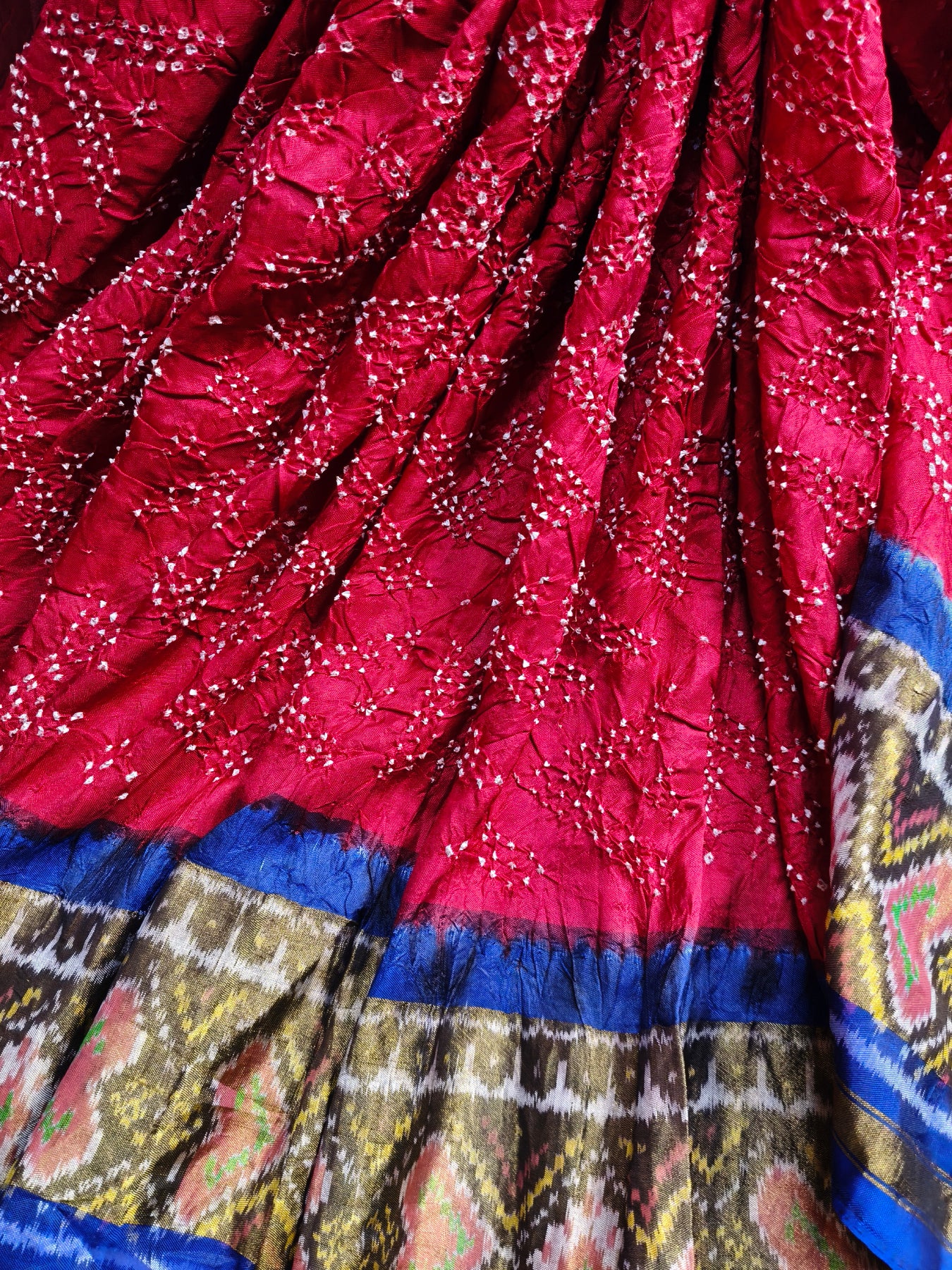 RED SILK PURE HANDLOOM BANDHEJ SAREE