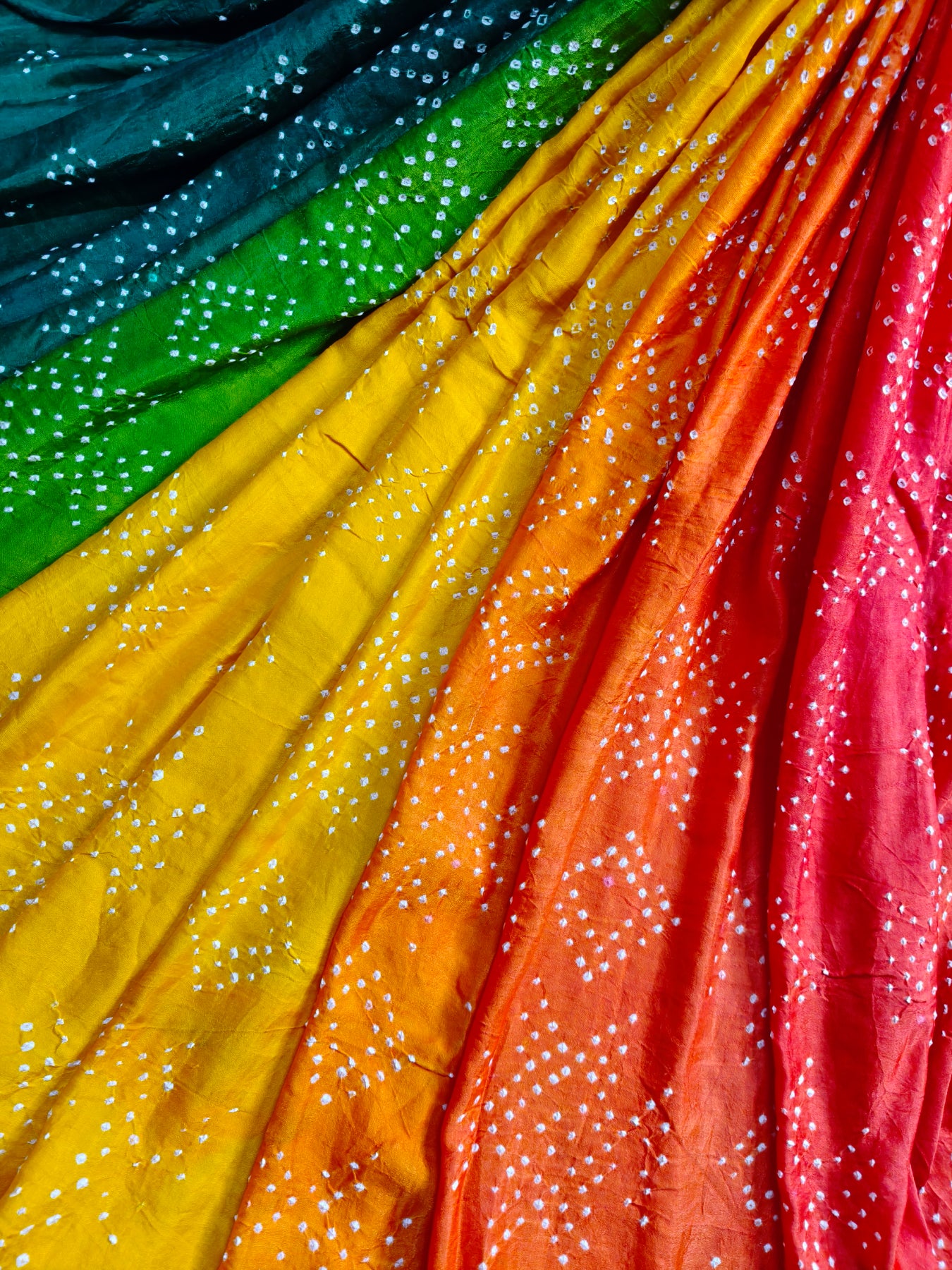 COLOURFUL GAJJI SILK PURE HANDLOOM BANDHEJ SAREE
