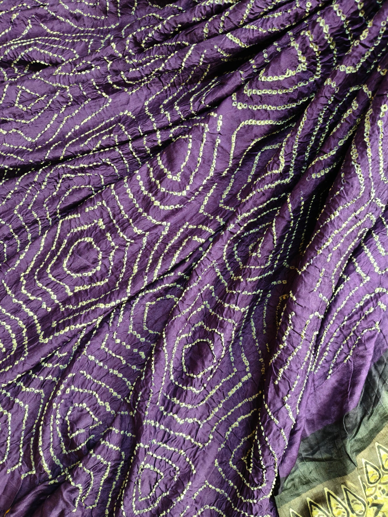 PURPLE GAJJI SILK PURE HANDLOOM BANDHEJ SAREE