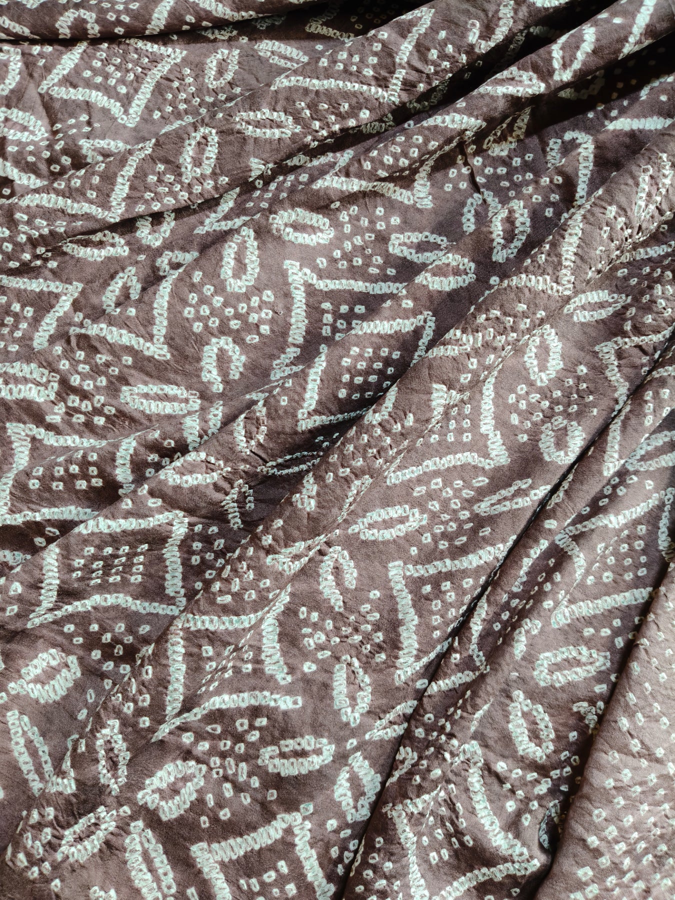 BROWN SHADED GAJJI SILK PURE HANDLOOM BANDHEJ SAREE