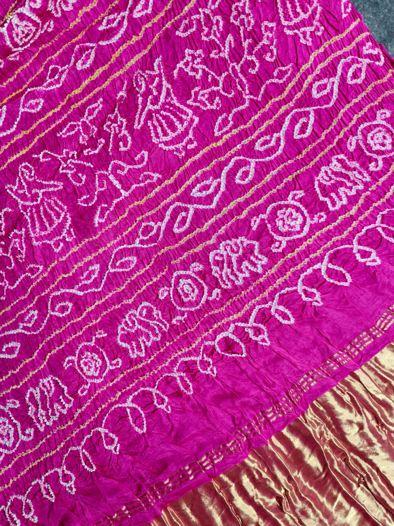 BLUE GAJJI SILK PURE HANDLOOM BANDHEJ SAREE