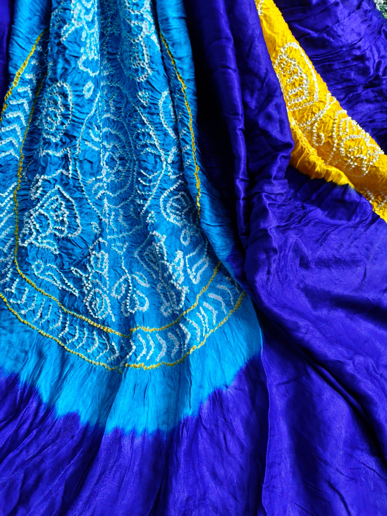 BLUE GAJJI SILK PURE HANDLOOM BANDHEJ SAREE