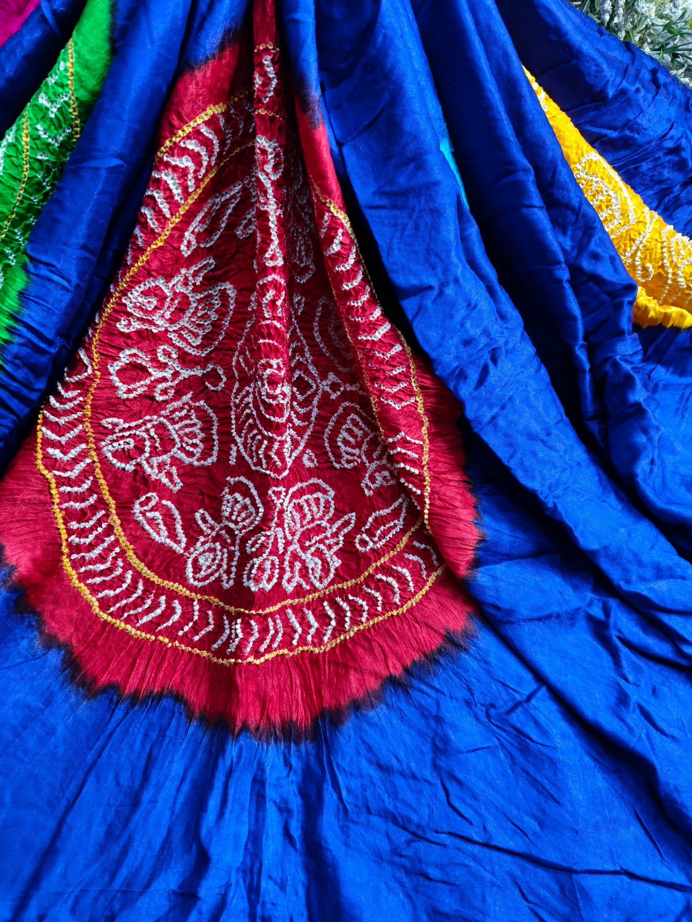 BLUE GAJJI SILK PURE HANDLOOM BANDHEJ SAREE