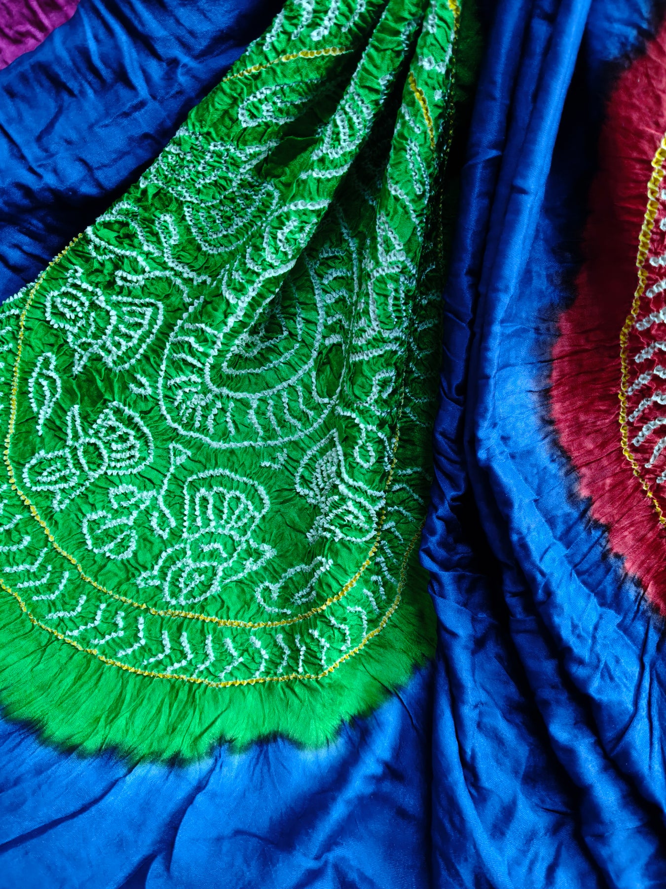 BLUE GAJJI SILK PURE HANDLOOM BANDHEJ SAREE