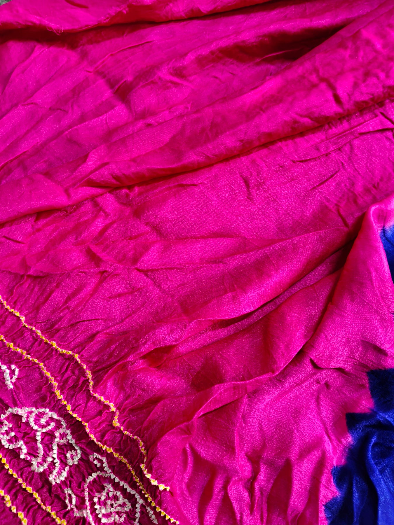 BLUE GAJJI SILK PURE HANDLOOM BANDHEJ SAREE