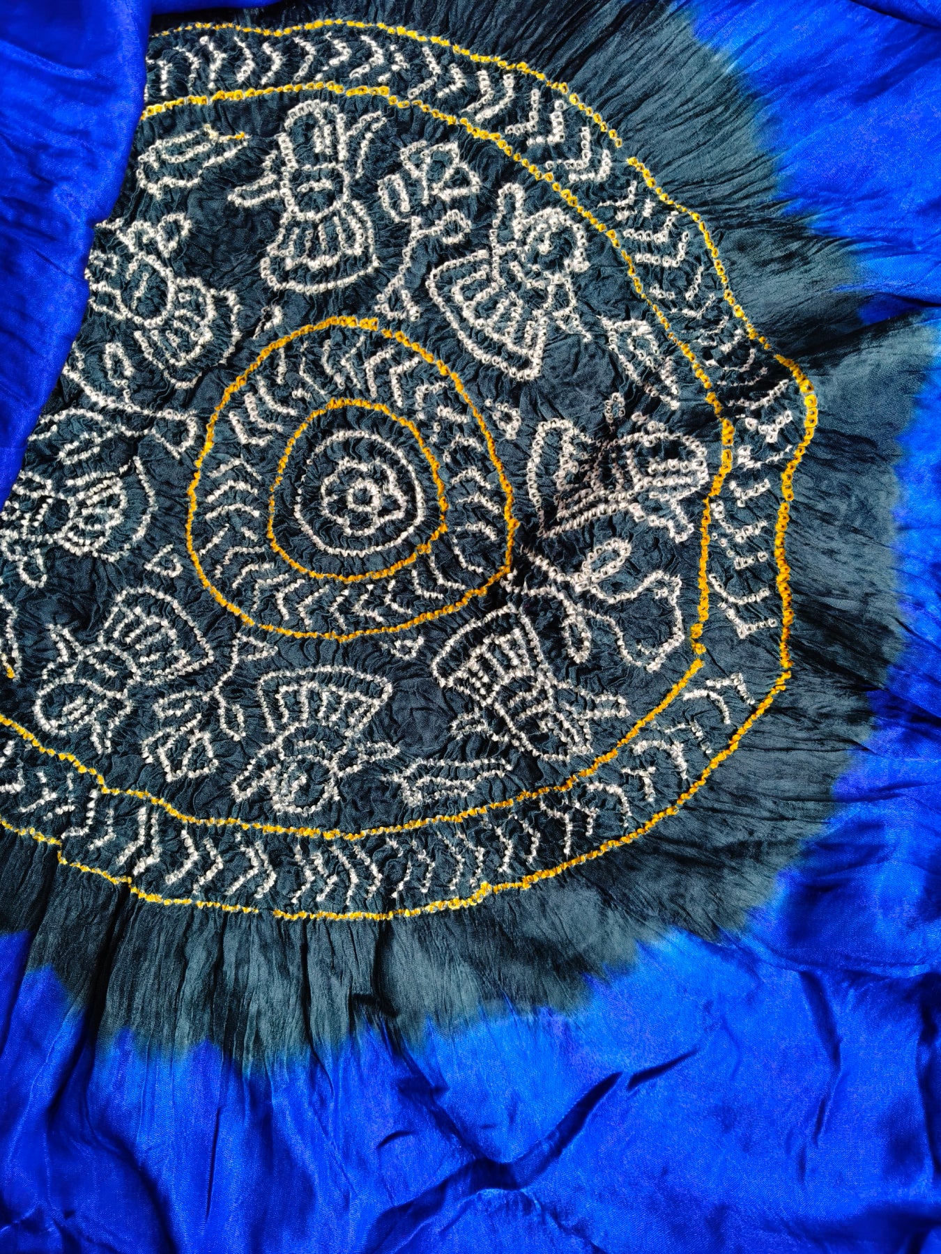 BLUE GAJJI SILK PURE HANDLOOM BANDHEJ SAREE