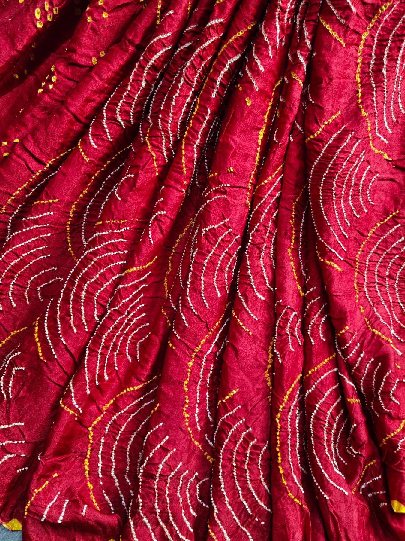 RED GAJJI SILK PURE HANDLOOM BANDHEJ SAREE