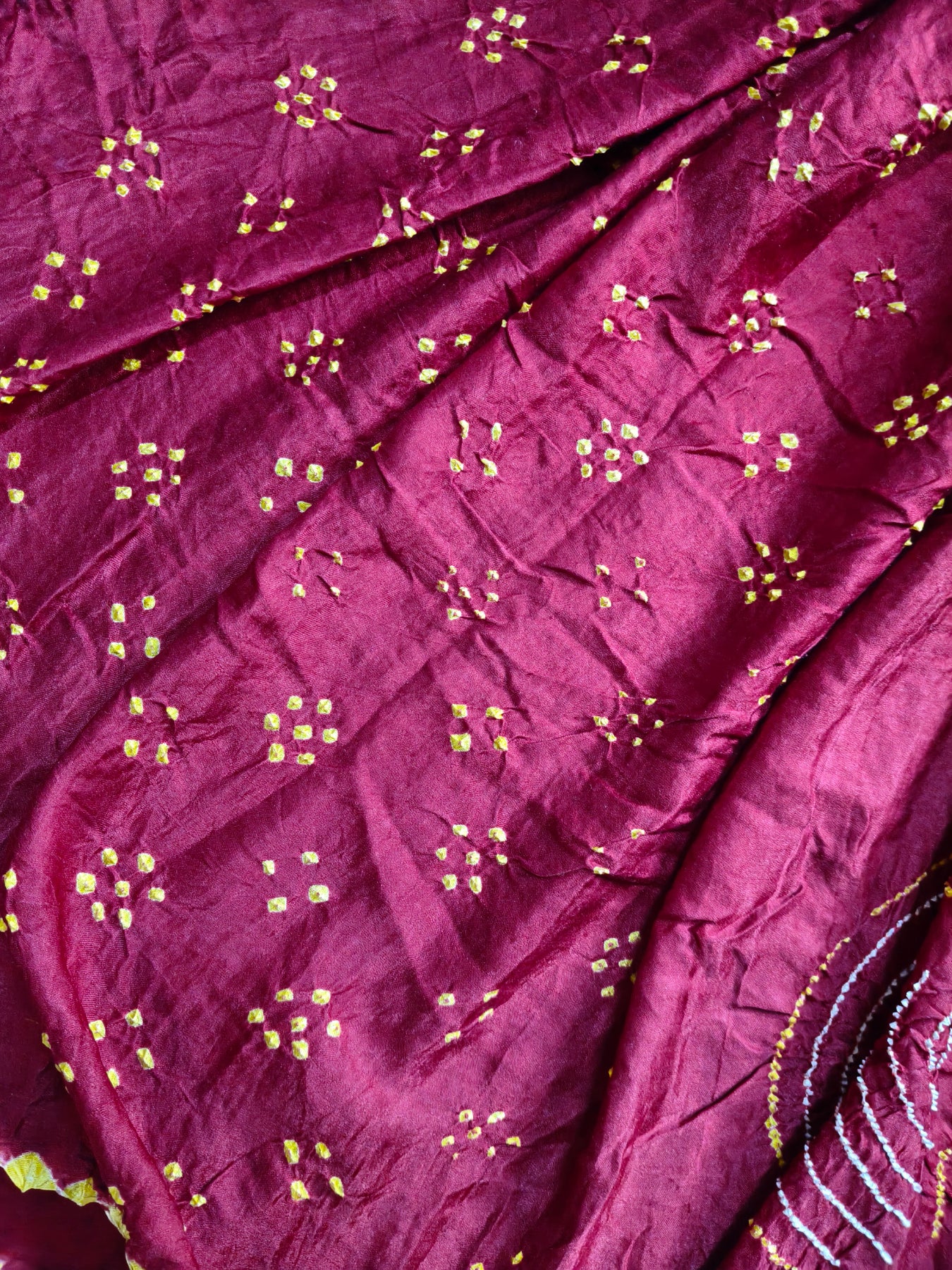RED GAJJI SILK PURE HANDLOOM BANDHEJ SAREE