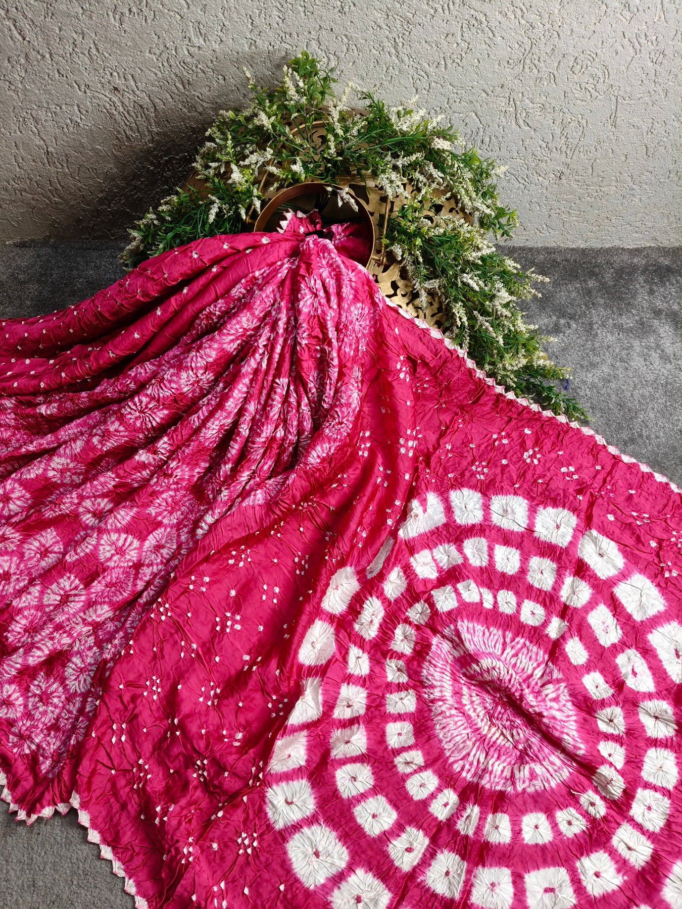 PINK MODAL SILK PURE HANDLOOM BANDHEJ SAREE