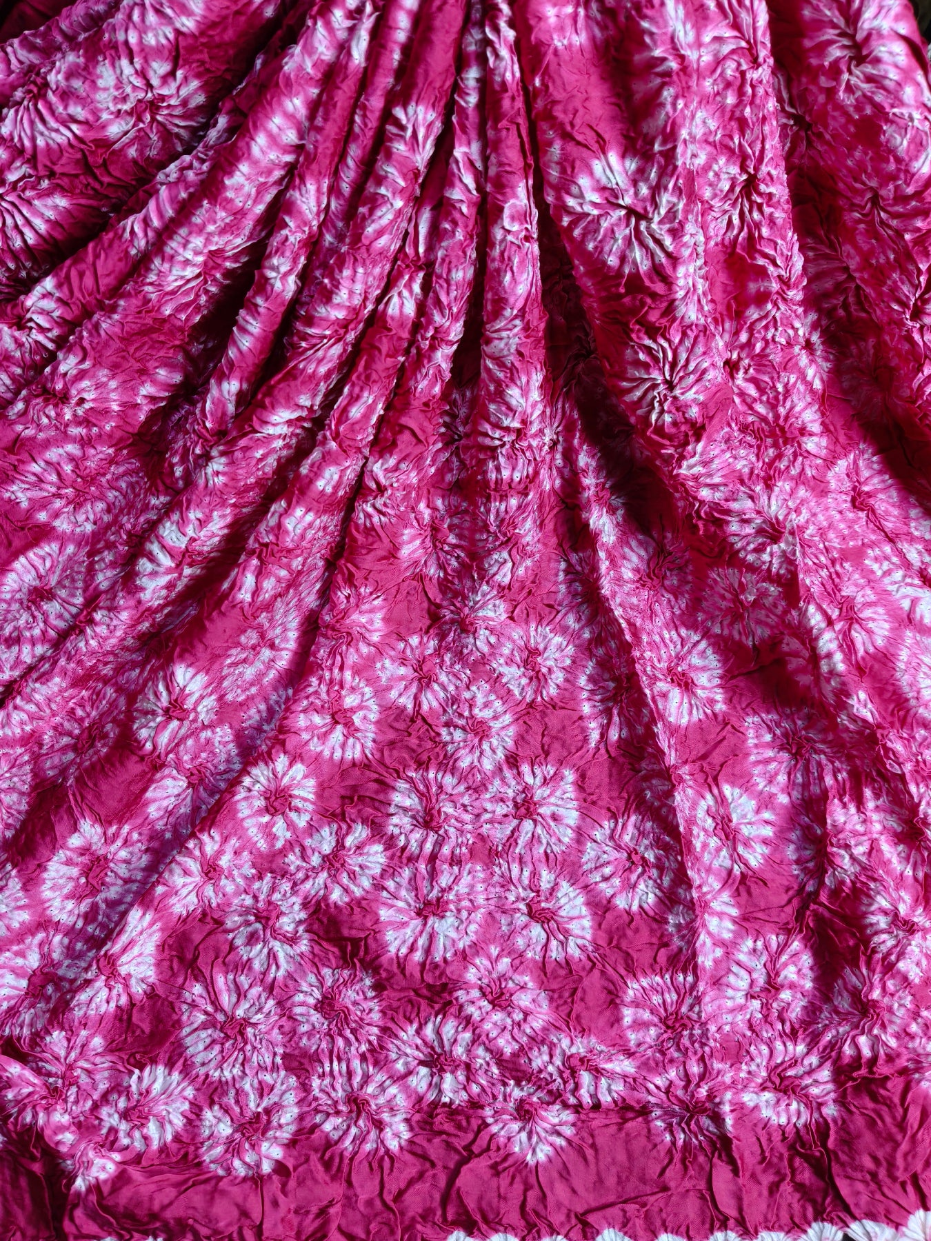 PINK MODAL SILK PURE HANDLOOM BANDHEJ SAREE