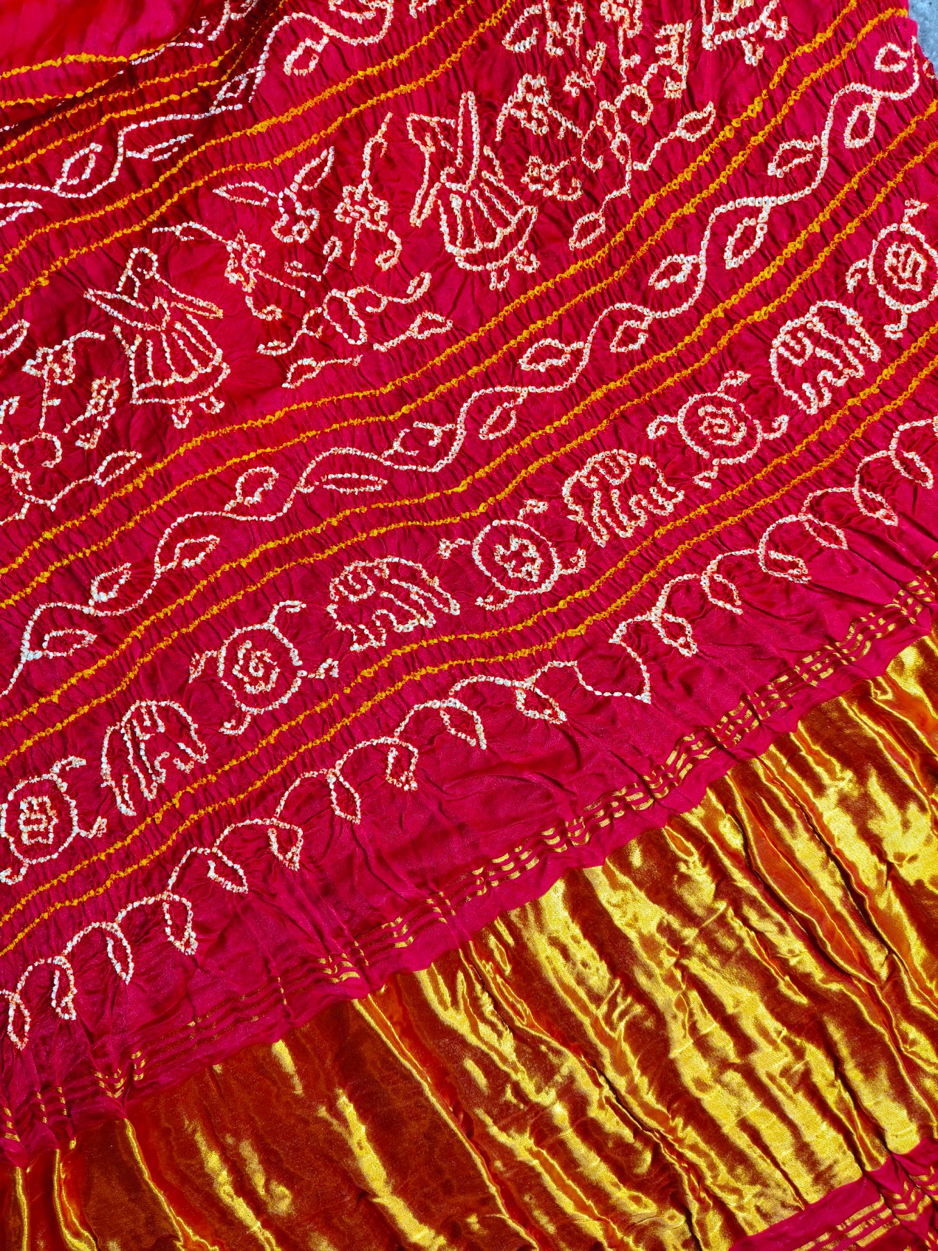 ORANGE GAJJI SILK PURE HANDLOOM BANDHEJ SAREE