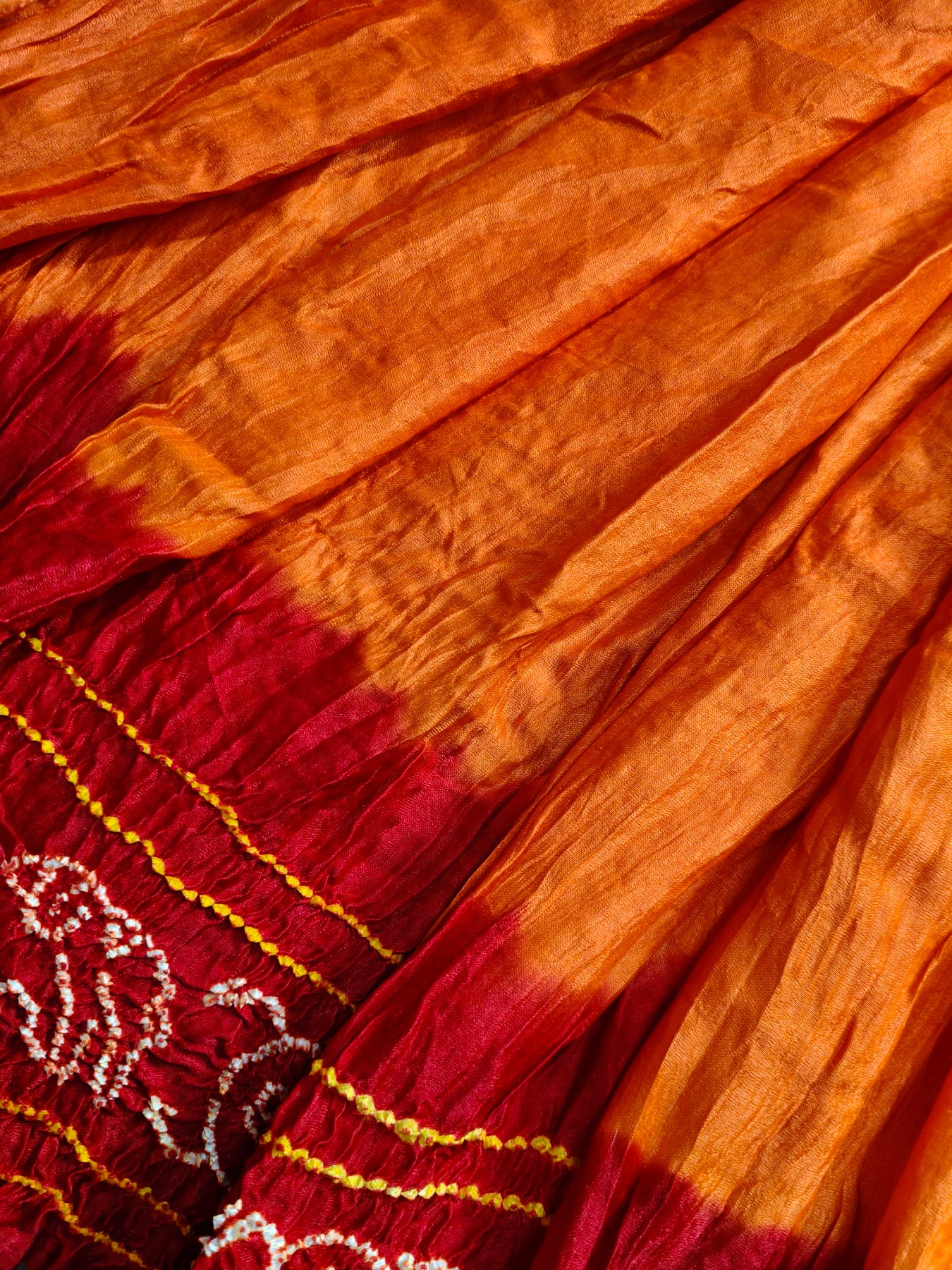 ORANGE GAJJI SILK PURE HANDLOOM BANDHEJ SAREE