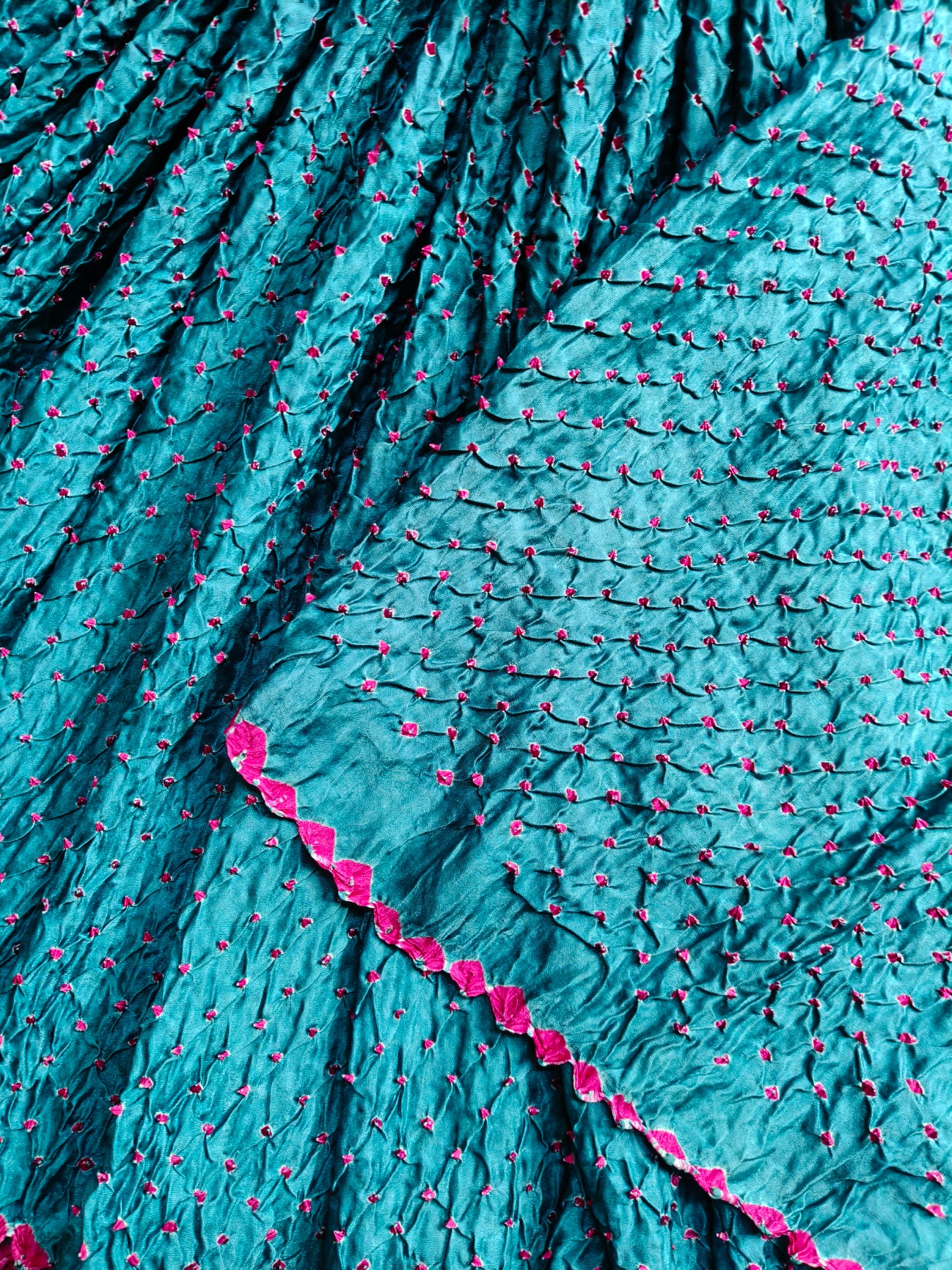 BLUE GAJJI SILK PURE HANDLOOM BANDHEJ SAREE