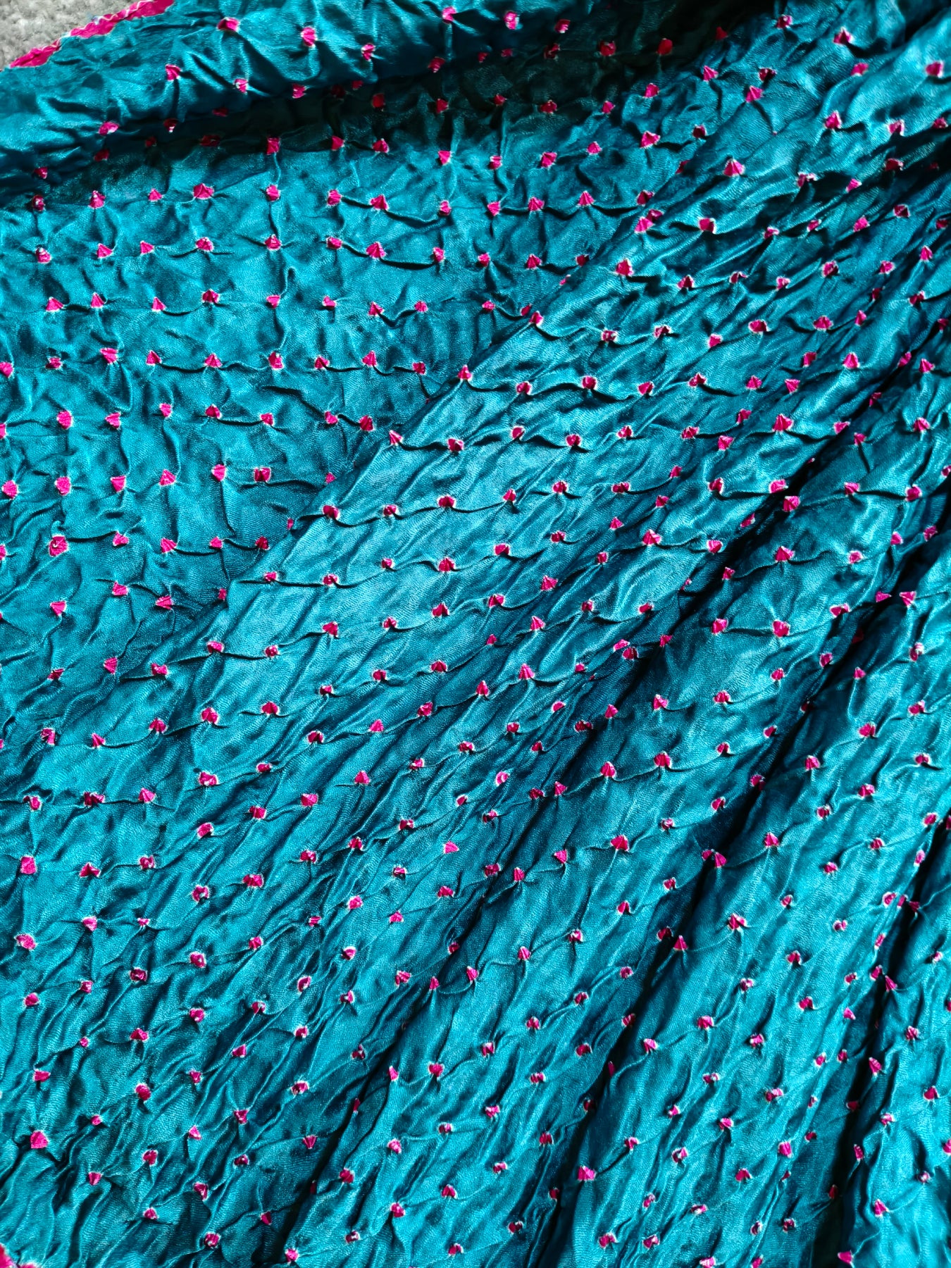 BLUE GAJJI SILK PURE HANDLOOM BANDHEJ SAREE