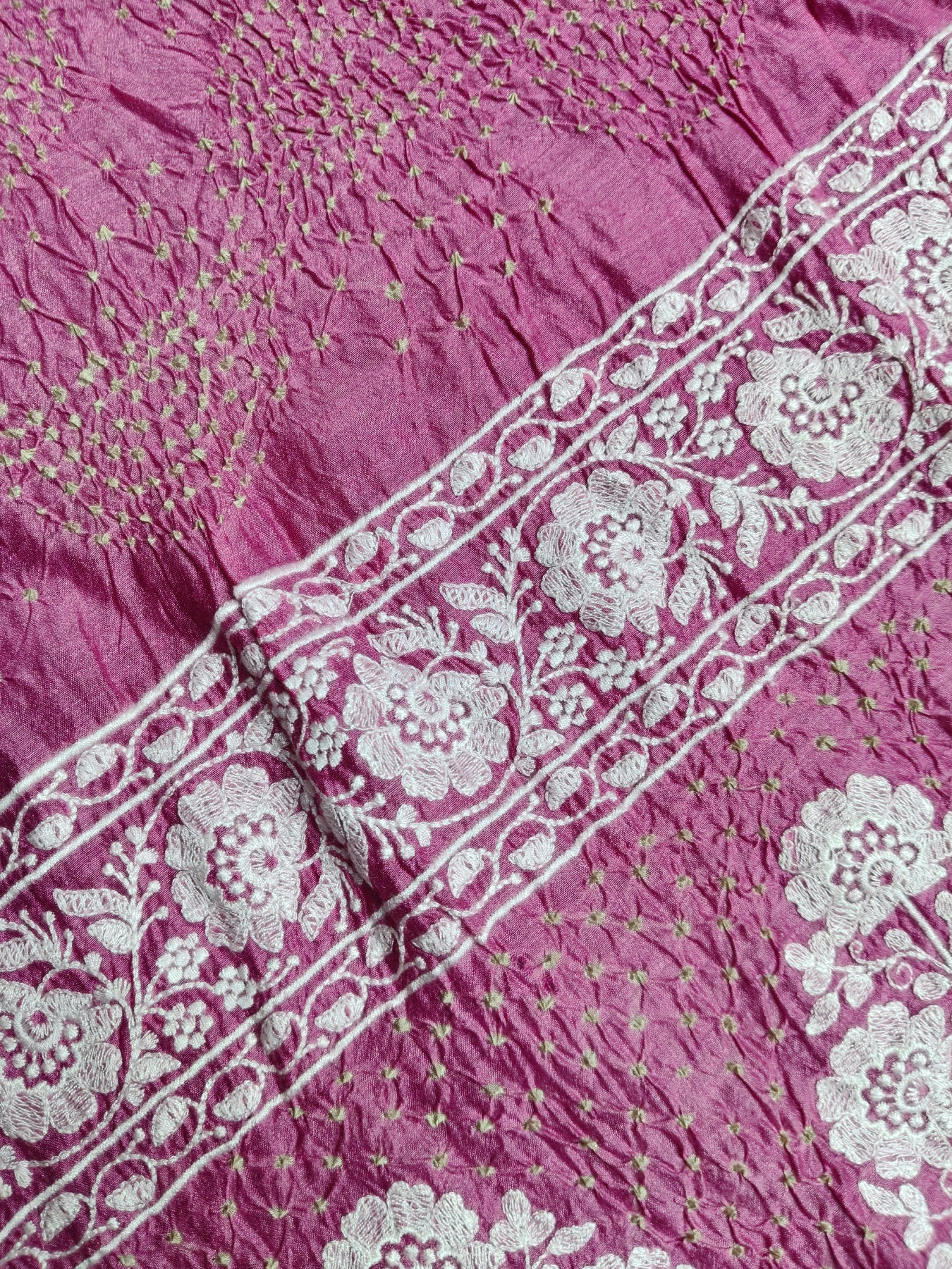 PINK SHADED TUSSAR PURE HANDLOOM BANDHEJ SAREE