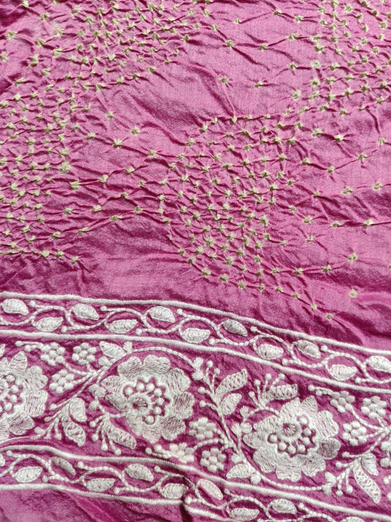 PINK SHADED TUSSAR PURE HANDLOOM BANDHEJ SAREE