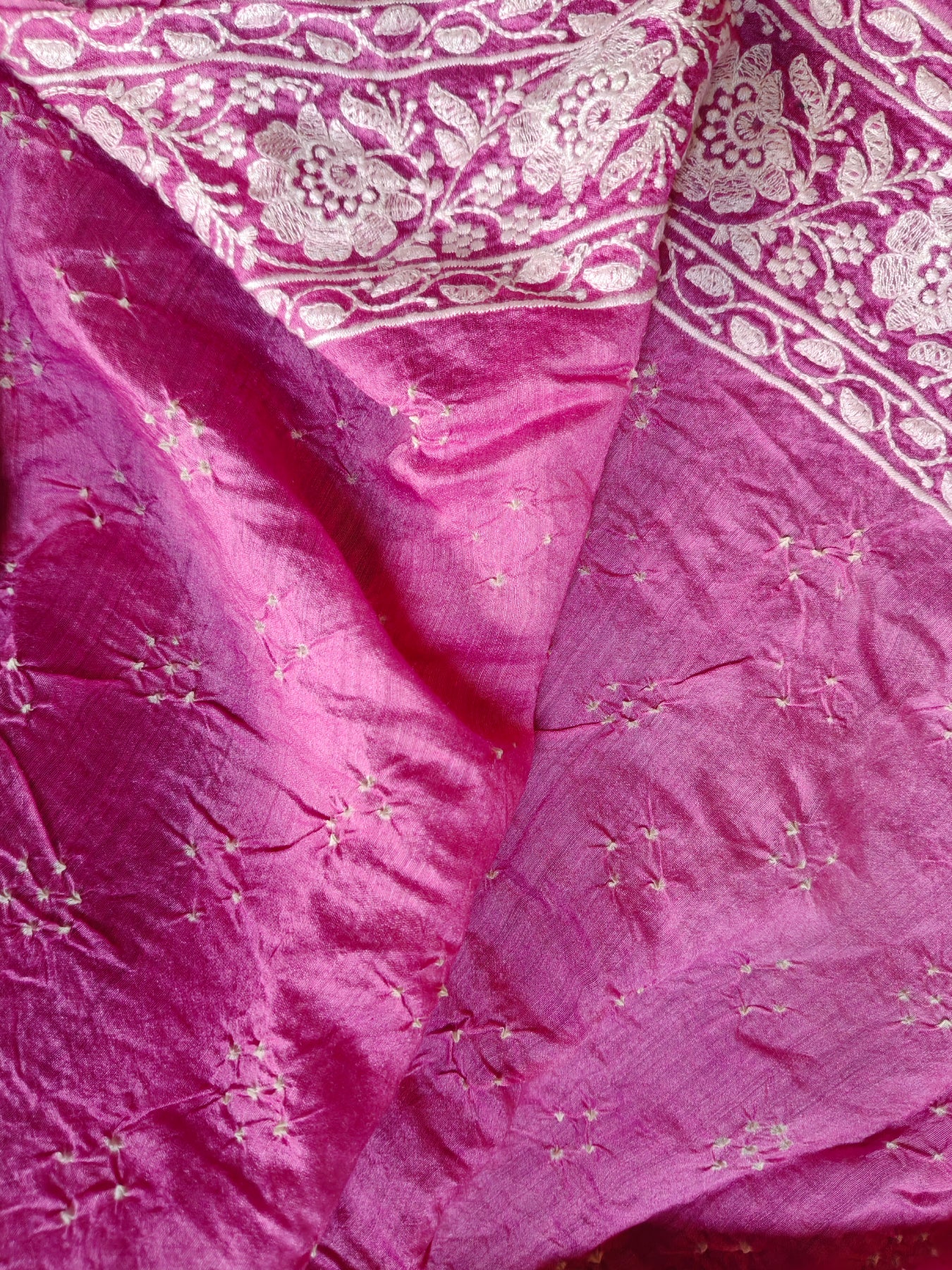 PINK SHADED TUSSAR PURE HANDLOOM BANDHEJ SAREE